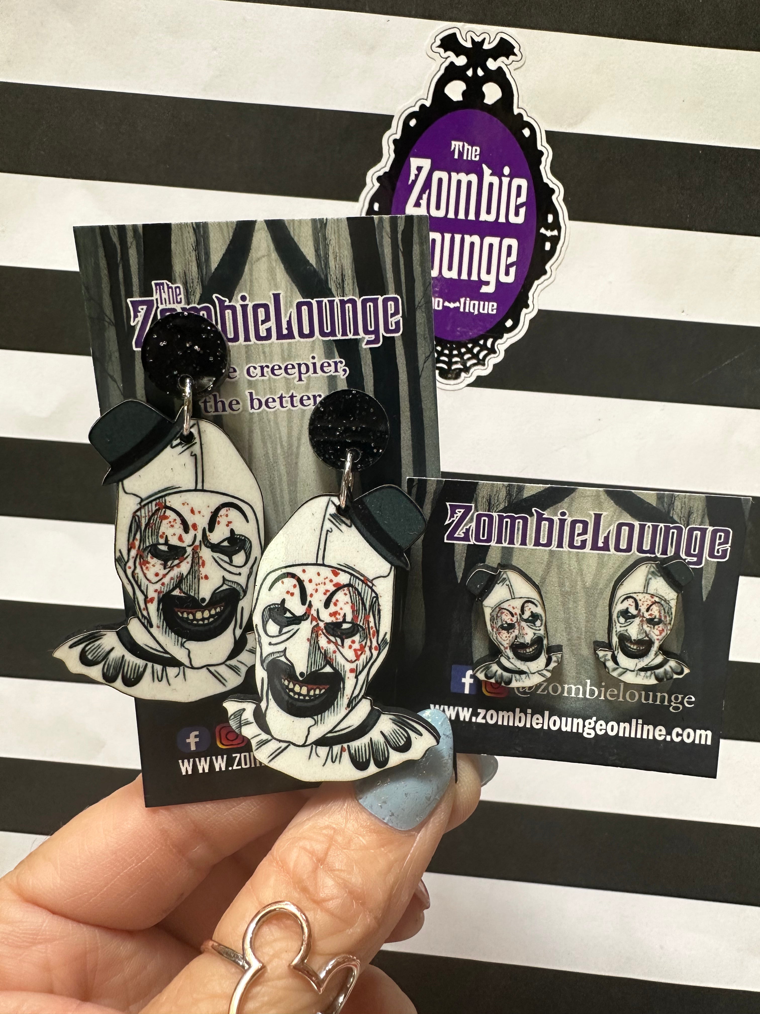 Horror Terrifier Clown Earrings for Women - Creepy Killer Clown Jewelry for Halloween Costume & Cosplay Accessories