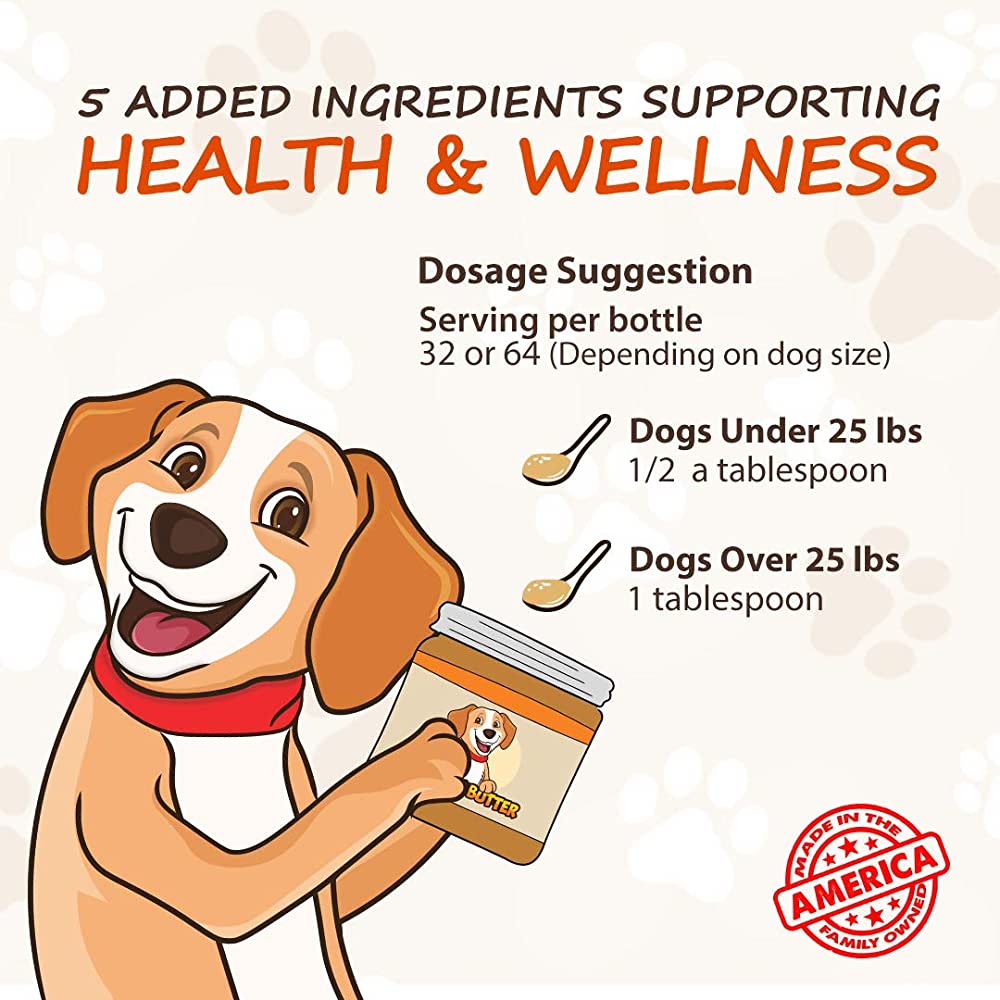 Natural Peanut Butter Dog Food Topper - Healthy & Tasty Treat for Dogs - Perfect for Kibble, Dry Food & Homemade Meals