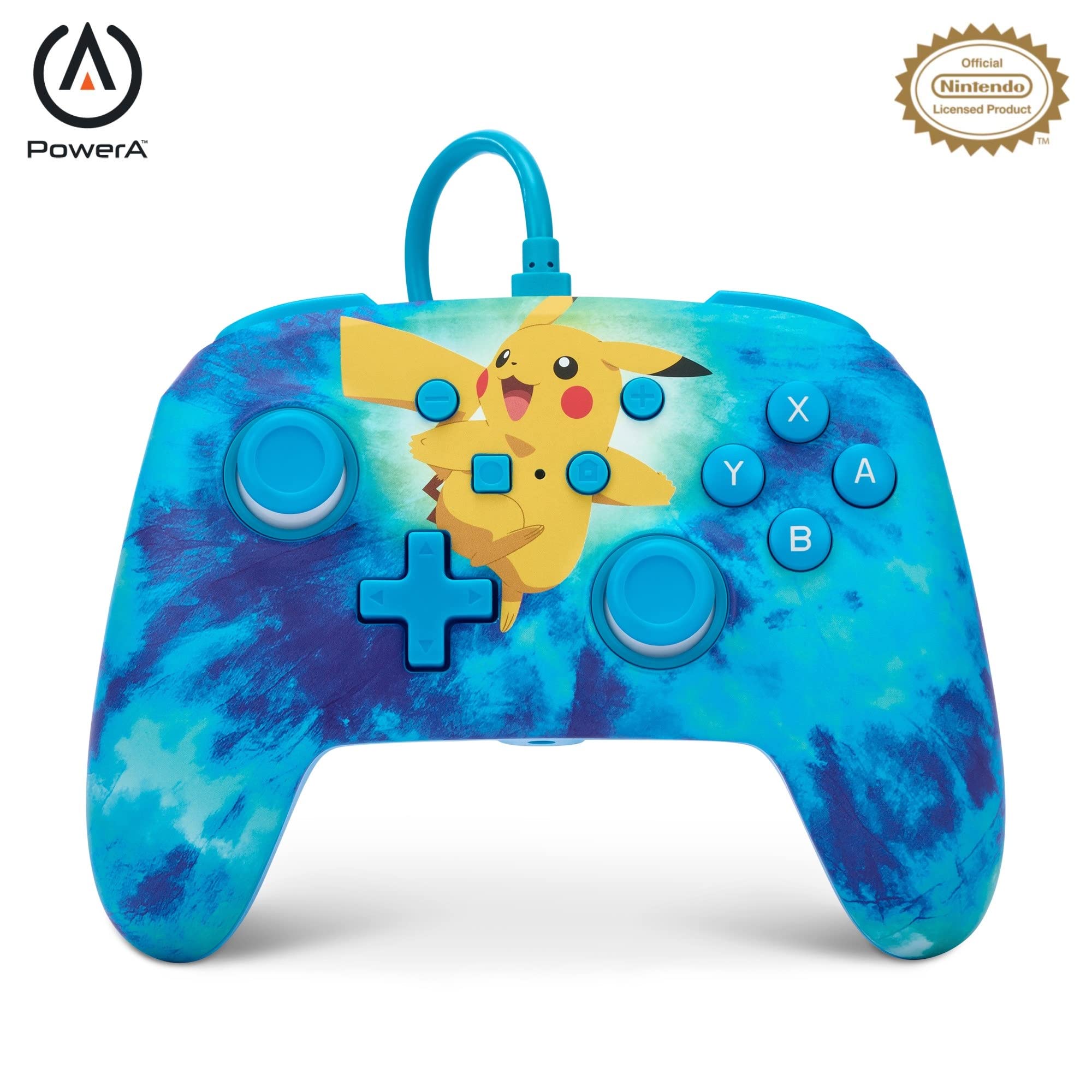 PowerA Enhanced Wired Controller for Nintendo Switch - Tie Dye Pikachu Design | Official Licensed Gamepad for Switch/Switch OLED | Perfect for Gaming, Multiplayer & Competitive Play