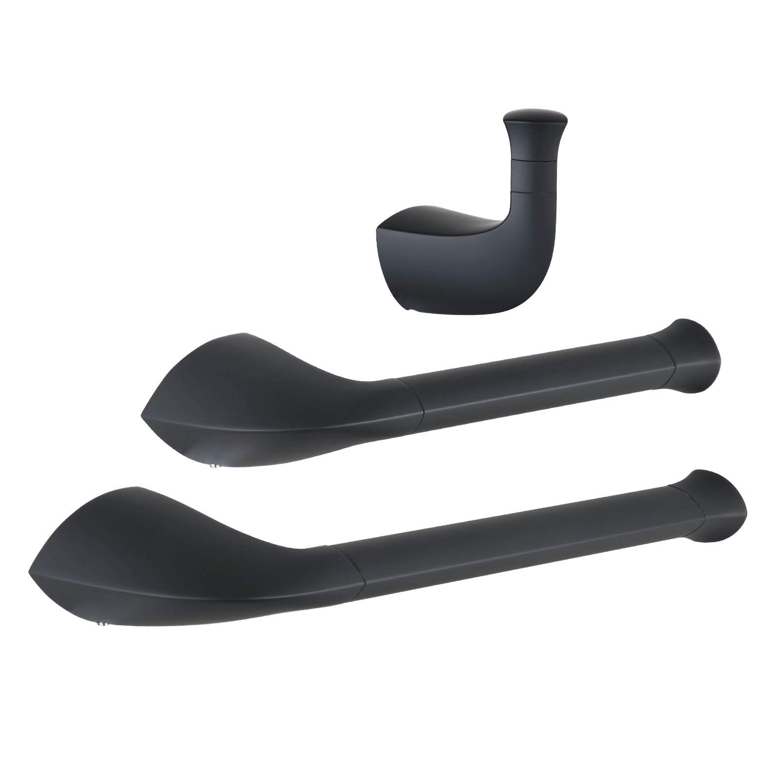 Matte Black Brass Bathroom Hardware Set - Towel Hooks & Toilet Paper Holder for Modern Bathrooms