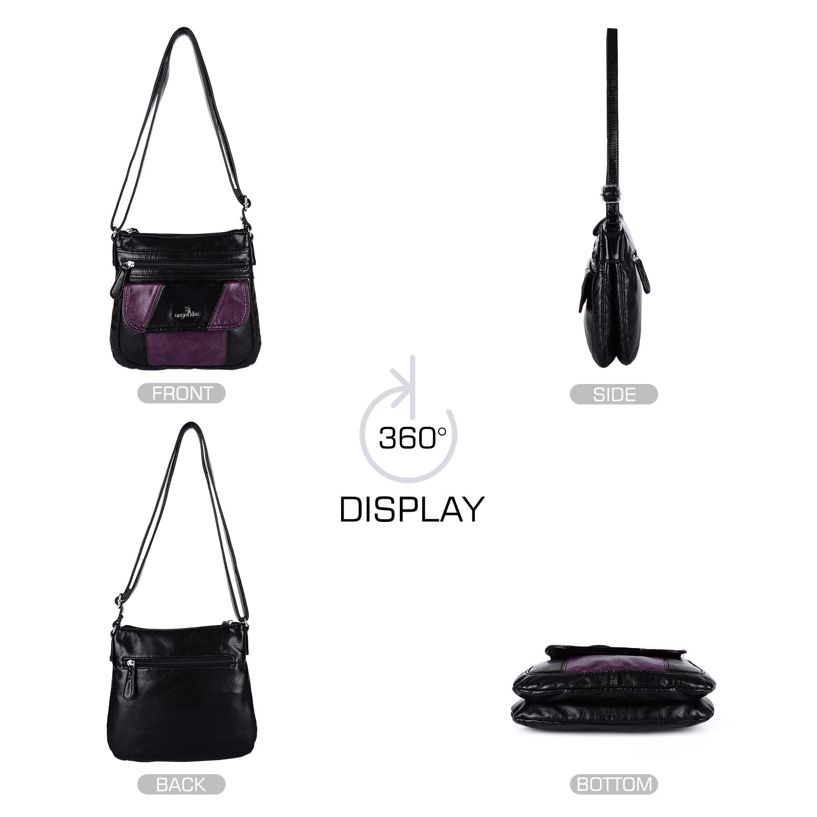 Angel Kiss Women's PU Leather Crossbody Bag - Adjustable Strap for Daily Use
