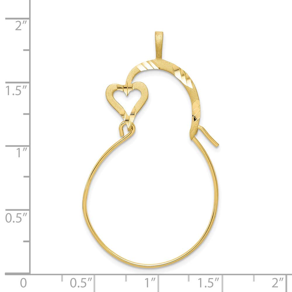10K Yellow Gold Small Heart Charm Holder - Jewelry Pendant for Necklace or Bracelet - Perfect Gift for Valentine's Day, Anniversary & Special Occasions