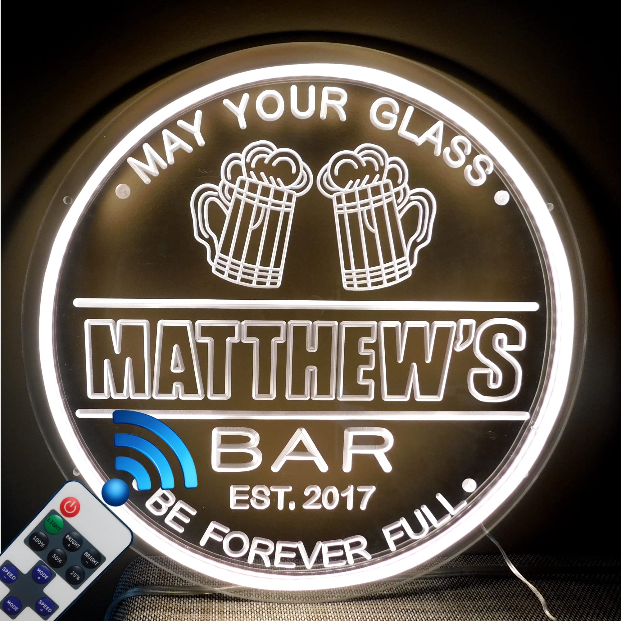 Custom Neon Bar Signs - Personalized LED Light Sign for Home Bar, Man Cave & Game Room - Unique Neon Beer Signs Wall Decor - Perfect Gift for Dad - Ideal for Parties, Weddings & Bars