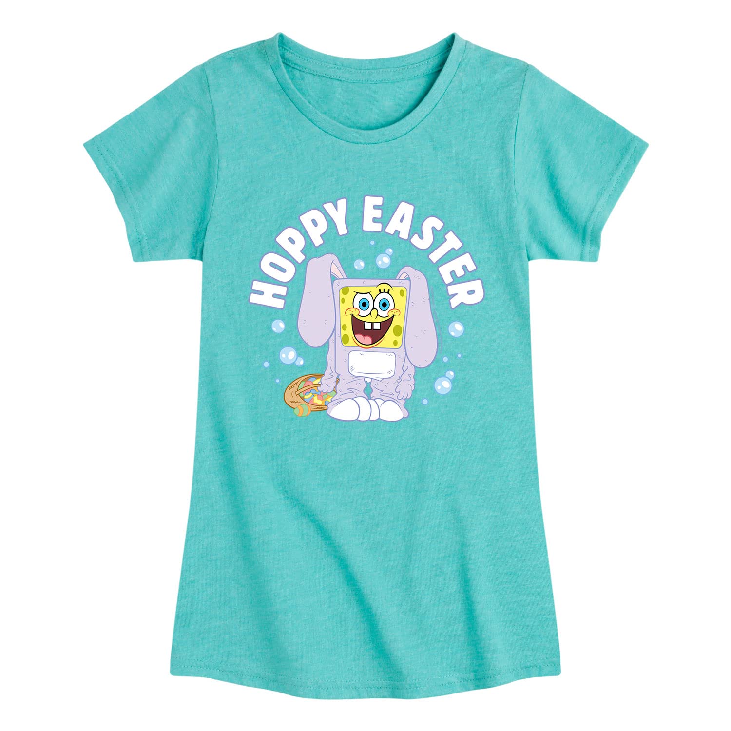 SpongeBob Easter Graphic T-Shirt for Toddler & Youth Girls | Short Sleeve Cotton Tee | Small Size | HYBRID APPAREL | Perfect for Easter Celebrations, Birthday Gifts & Casual Wear