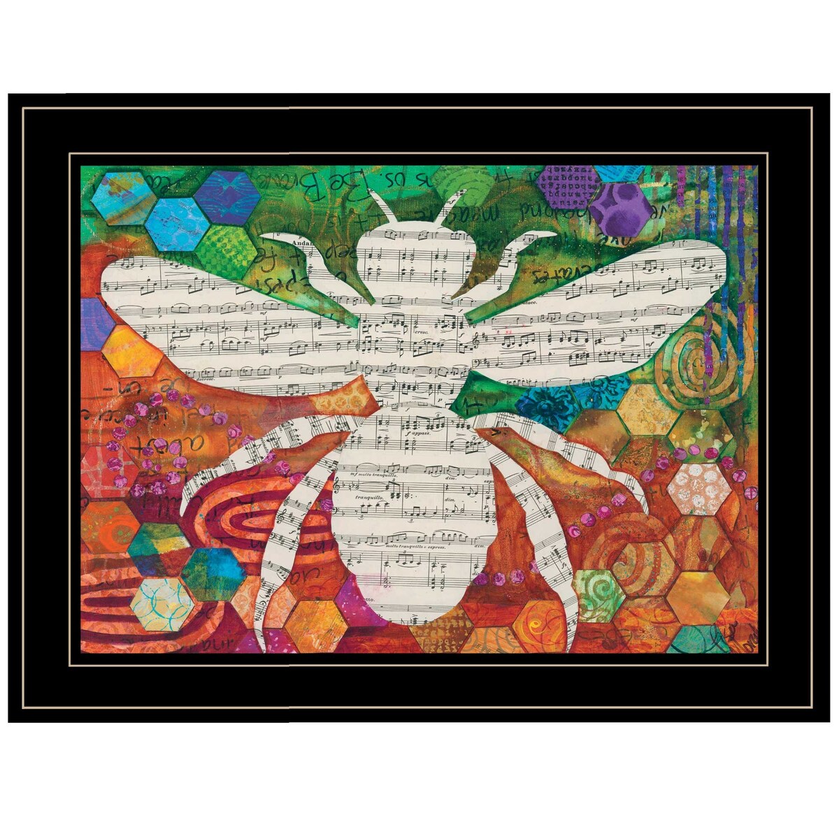 Bee Silhouette Wall Art by Lisa Morales - Framed Print with Black Wood Frame - Ready to Hang - Perfect for Living Room, Bedroom or Office Decor