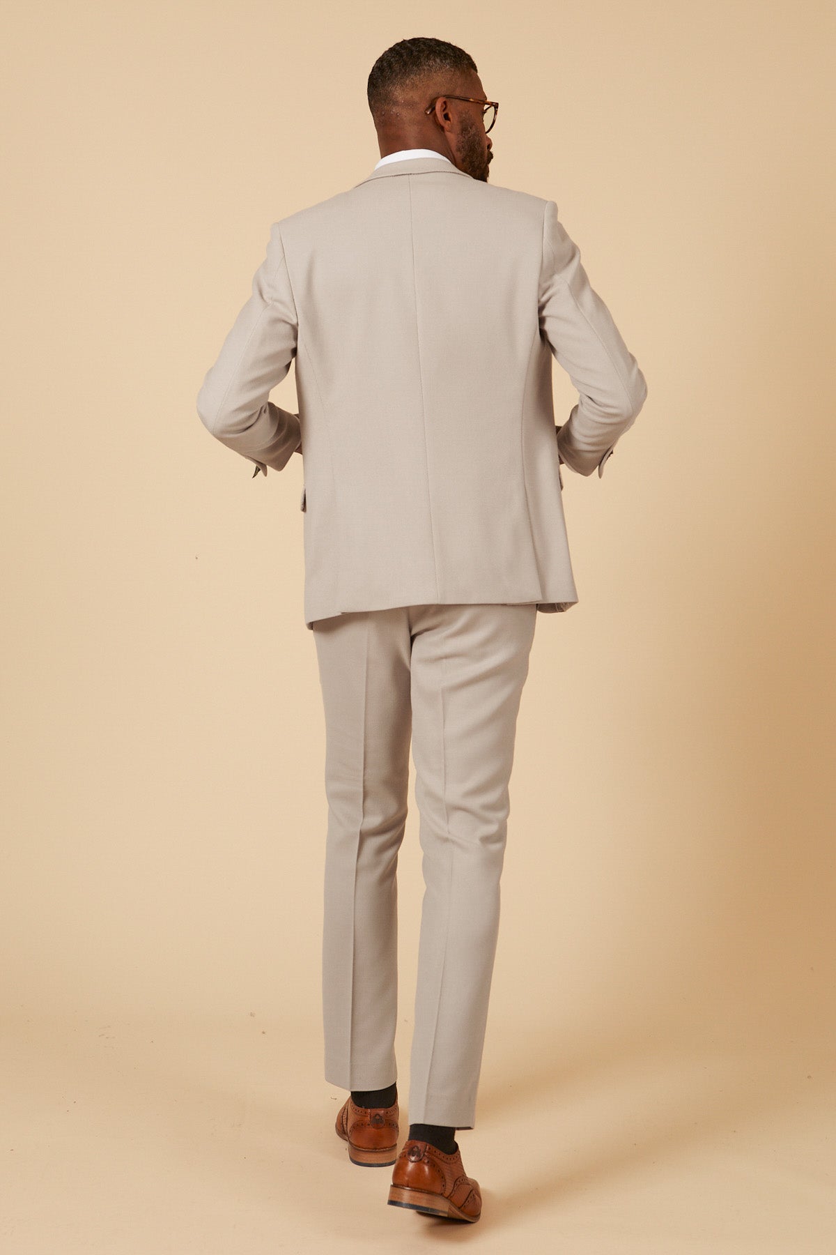 HM5 Stone Tailored Three Piece Suit for Men - Premium Slim Fit Business Suit for Weddings, Interviews & Formal Events
