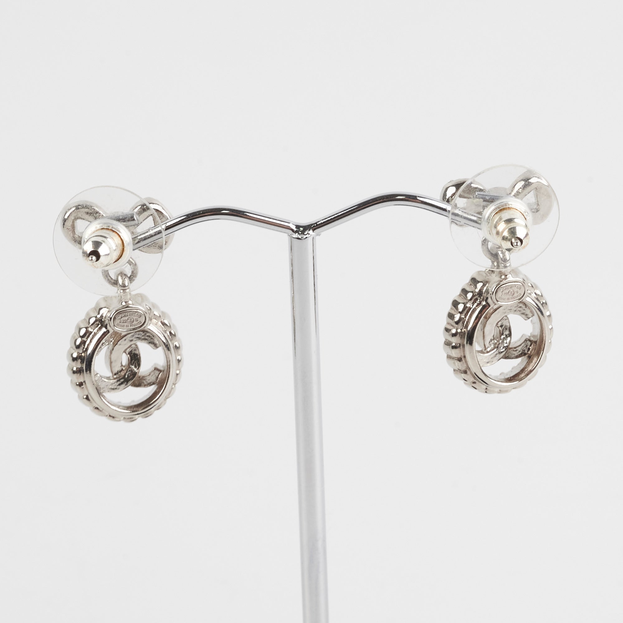 Chanel Logo Rhinestone Bow Earrings - Elegant Costume Jewelry for Women | Perfect for Parties, Weddings & Special Occasions