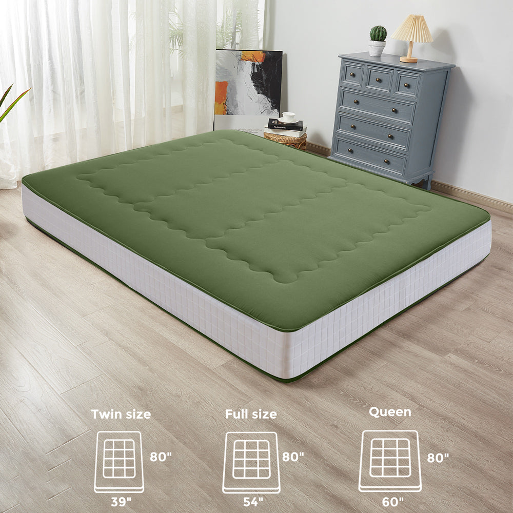 MAXYOYO Padded Japanese Floor Mattress - Green Foldable Roll Up Futon Mattress for Bedroom, Guest Room & Travel | Comfortable Floor Sleeping & Lounging