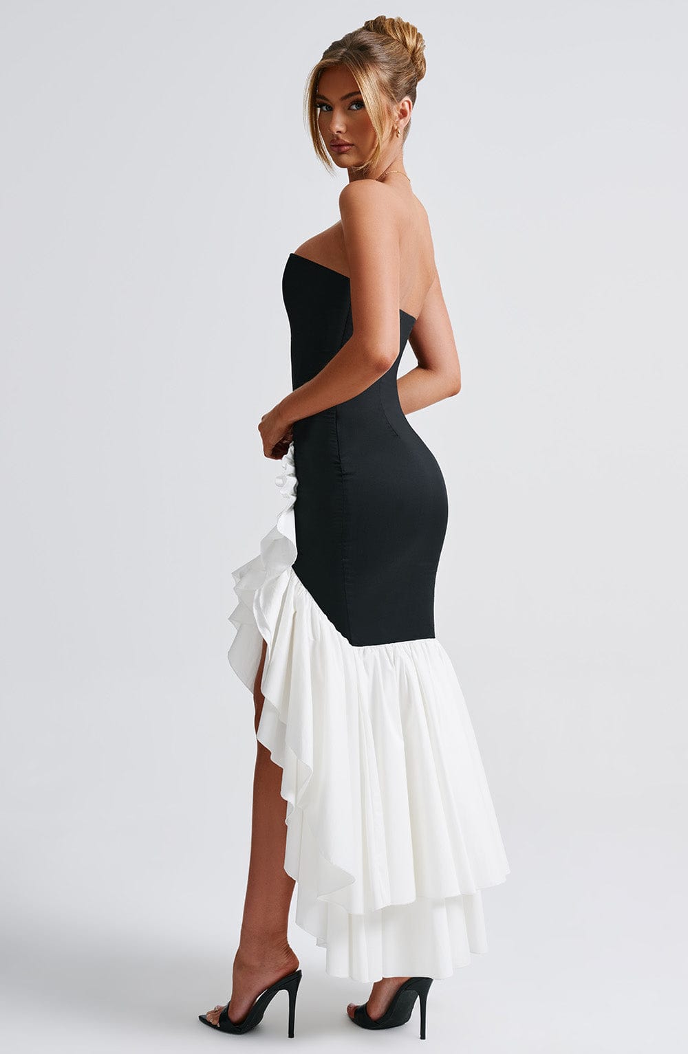 Angelina Maxi Dress for Women - Elegant Black & White Long Flowy Dress for Summer, Beach, Party & Special Occasions