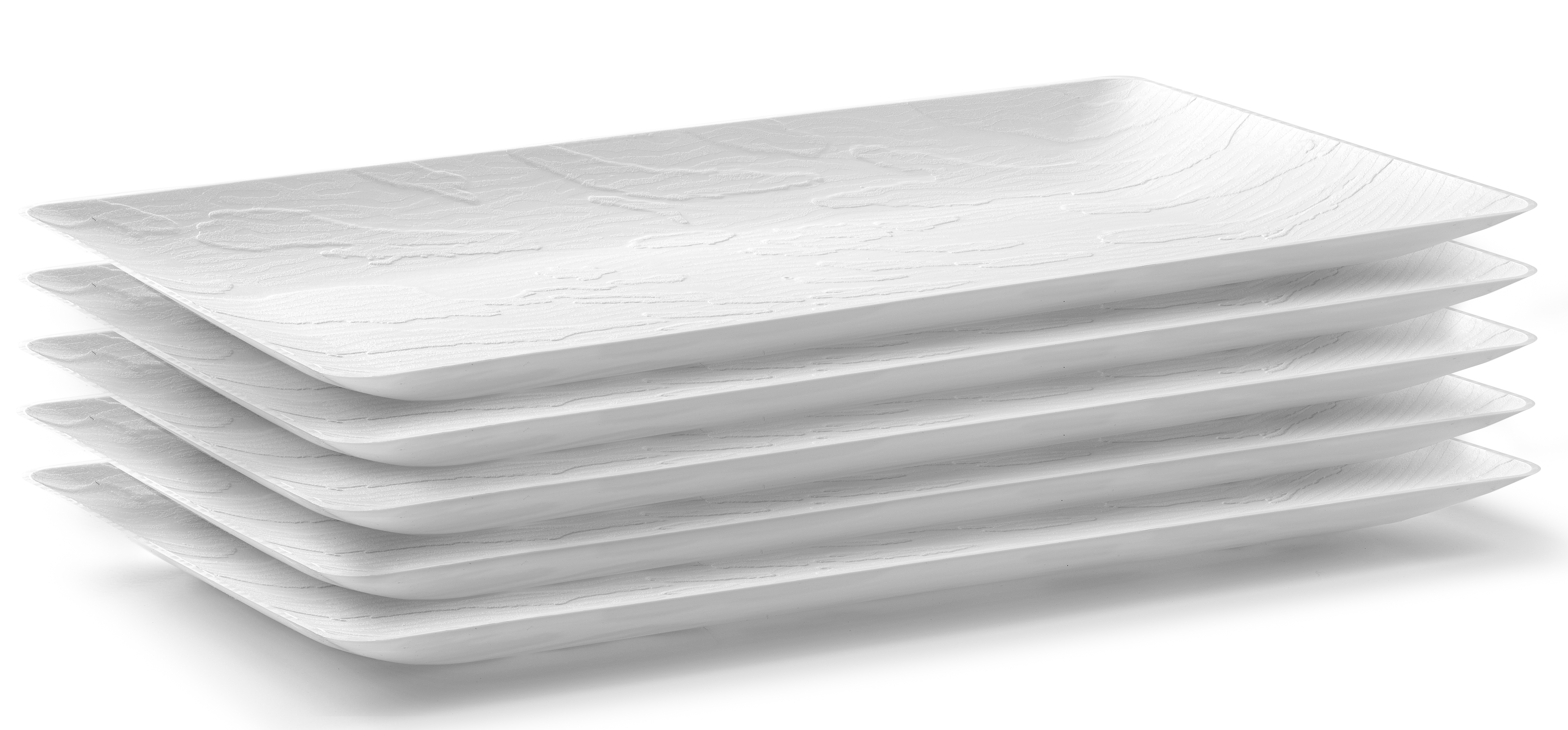 9 x 17 Inch White Rectangle Serving Trays - Set of 5 - Durable Plastic Food Serving Trays for Parties, Restaurants, and Home Use