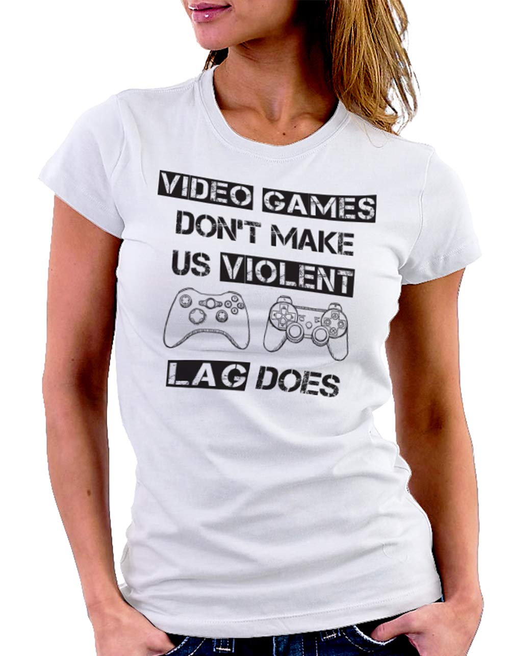 Women's LAG Does Gamer T-Shirt - White Cotton Graphic Tee for Gaming, Esports & Casual Wear