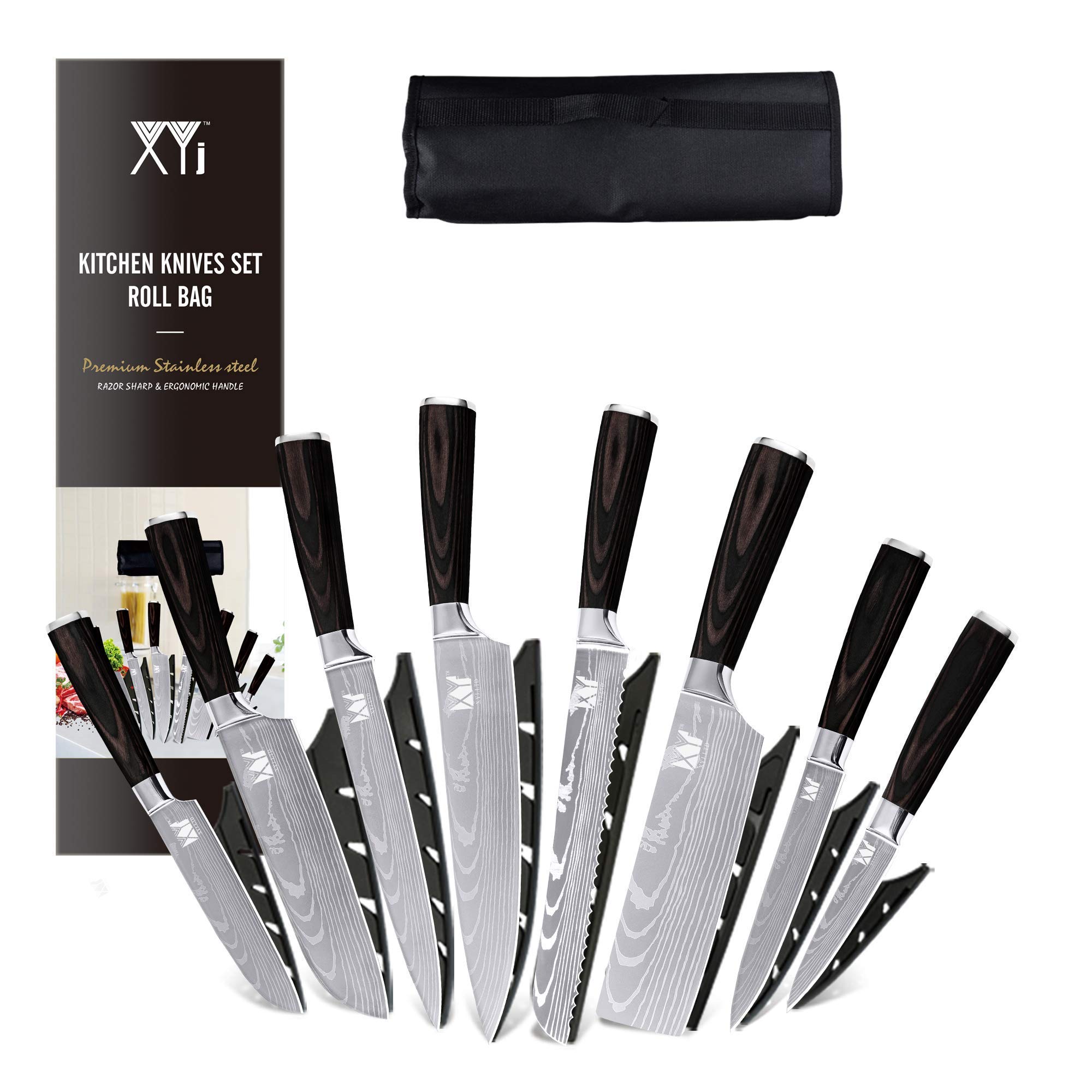 XYJ Full Tang Chinese Kitchen Knife Set - 8