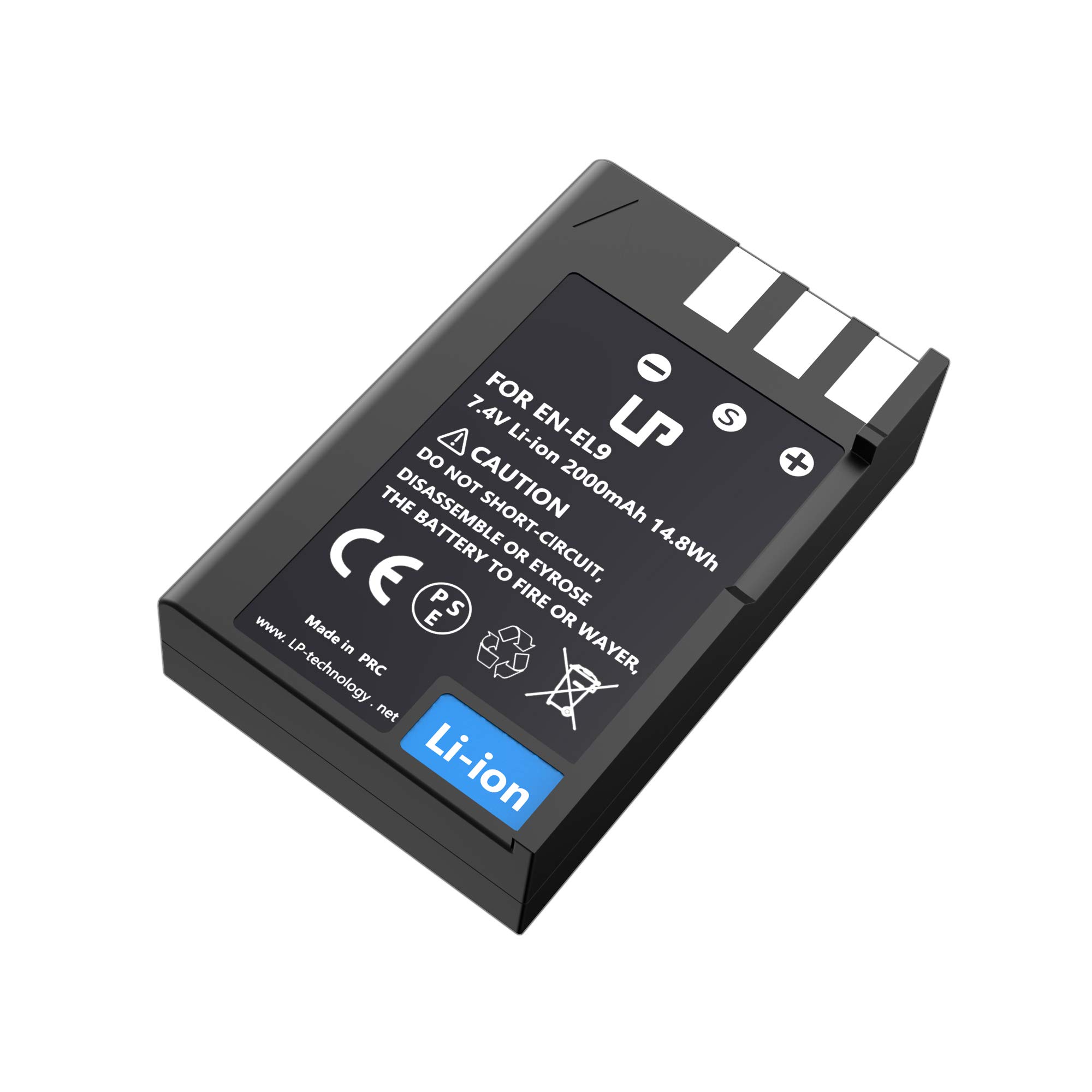 LP EN-EL9/EN-EL9a Replacement Battery 2000mAh - Compatible with Nikon D40/D40X/D60/D3000/D5000 Digital Cameras & MH-23 Charger - High Capacity Camera Battery for Travel Photography & Professional Shooting