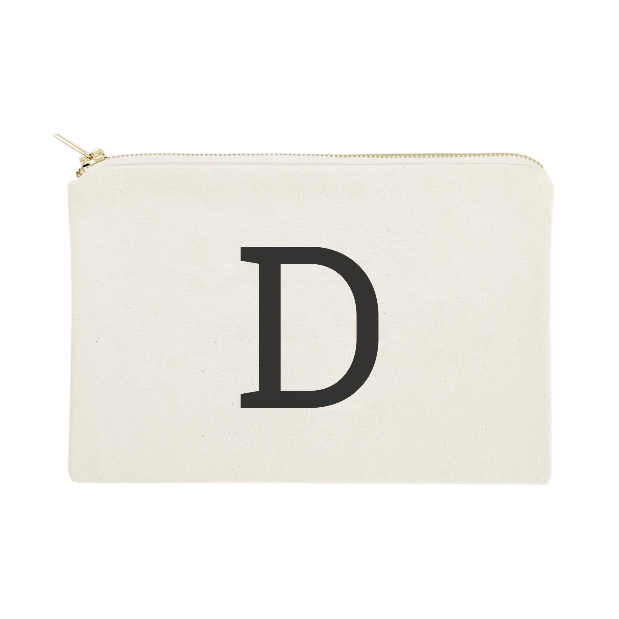 Personalized Monogram Initial D Cosmetic Bag - Cotton & Canvas Travel Makeup Pouch for Women | Perfect for Gym, Vacation & Daily Essentials Organization