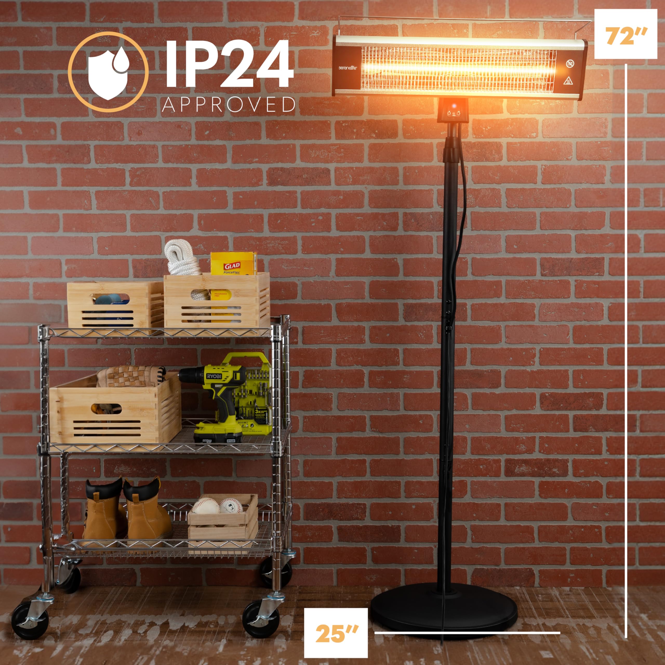 SereneLife 1500W Infrared Electric Patio Heater with Remote Control - Indoor Outdoor Portable Standing Heater for Restaurants, Backyards, Garages, Decks & Patios - Perfect for Winter Warmth, Outdoor Dining & Cozy Gatherings (Black)