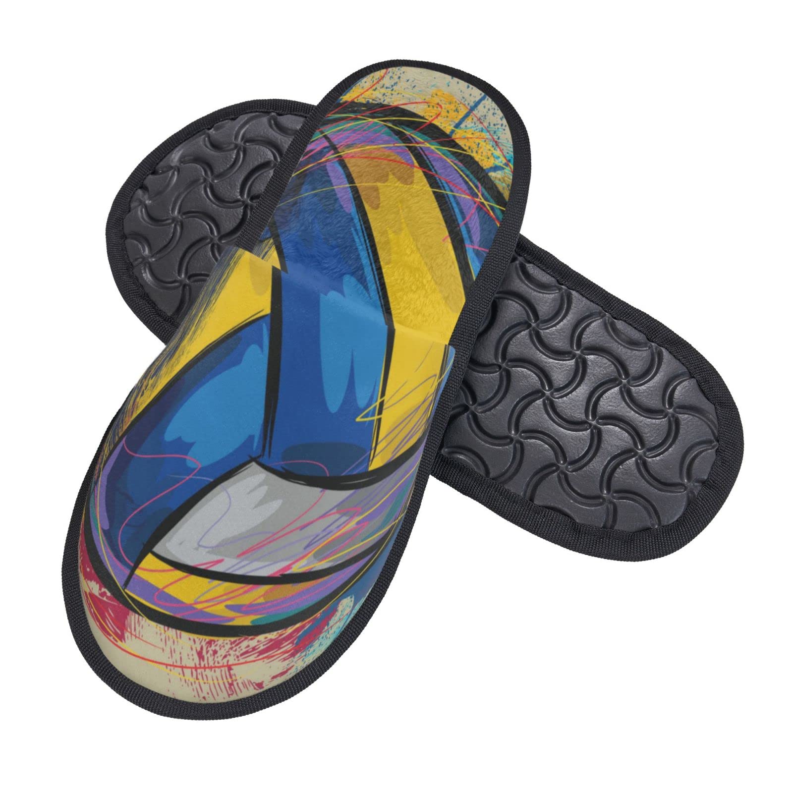 Volleyball Fluffy Indoor Slippers - Warm Winter House Shoes for Men & Women - Cozy Home Comfort for Lounge, Bedroom & Dorm