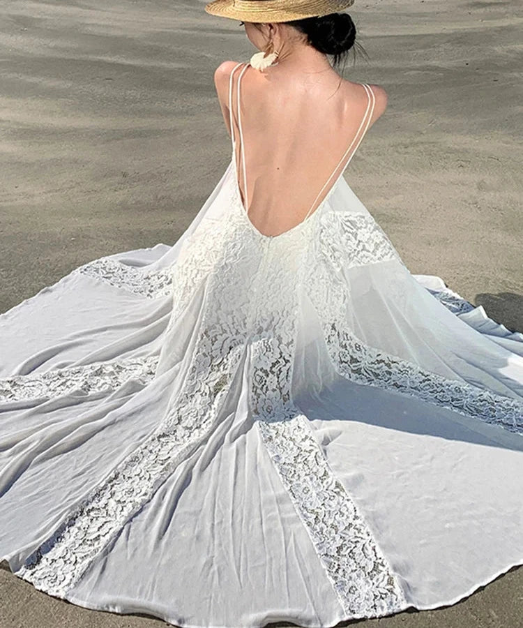 Elegant White Sleeveless Backless Summer Dress for Women - Beach Vacation Sexy Solid Color Slash Neck Female Dress - Perfect for Pool Parties, Tropical Getaways & Date Nights