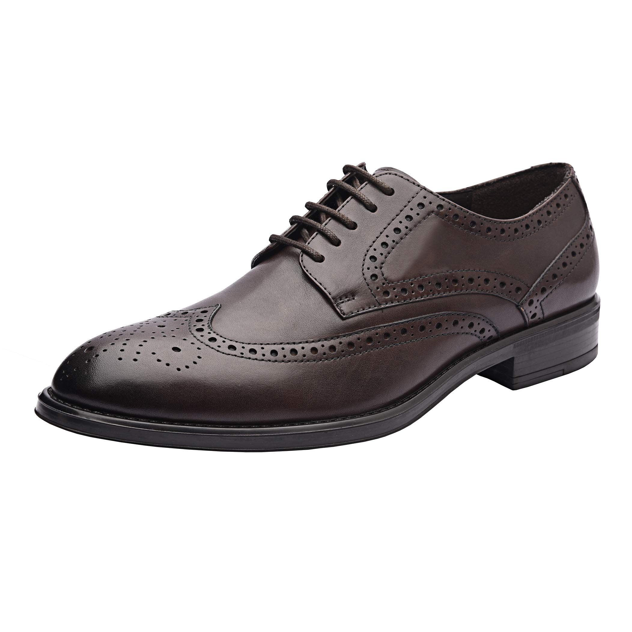 ALLONSI Genuine Leather Men's Wingtip Oxford Dress Shoes - Handcrafted Detailing, Lightweight Sole for Work & Everyday Comfort | Premium Quality Leather Business Shoes for Office, Wedding & Formal Occasions