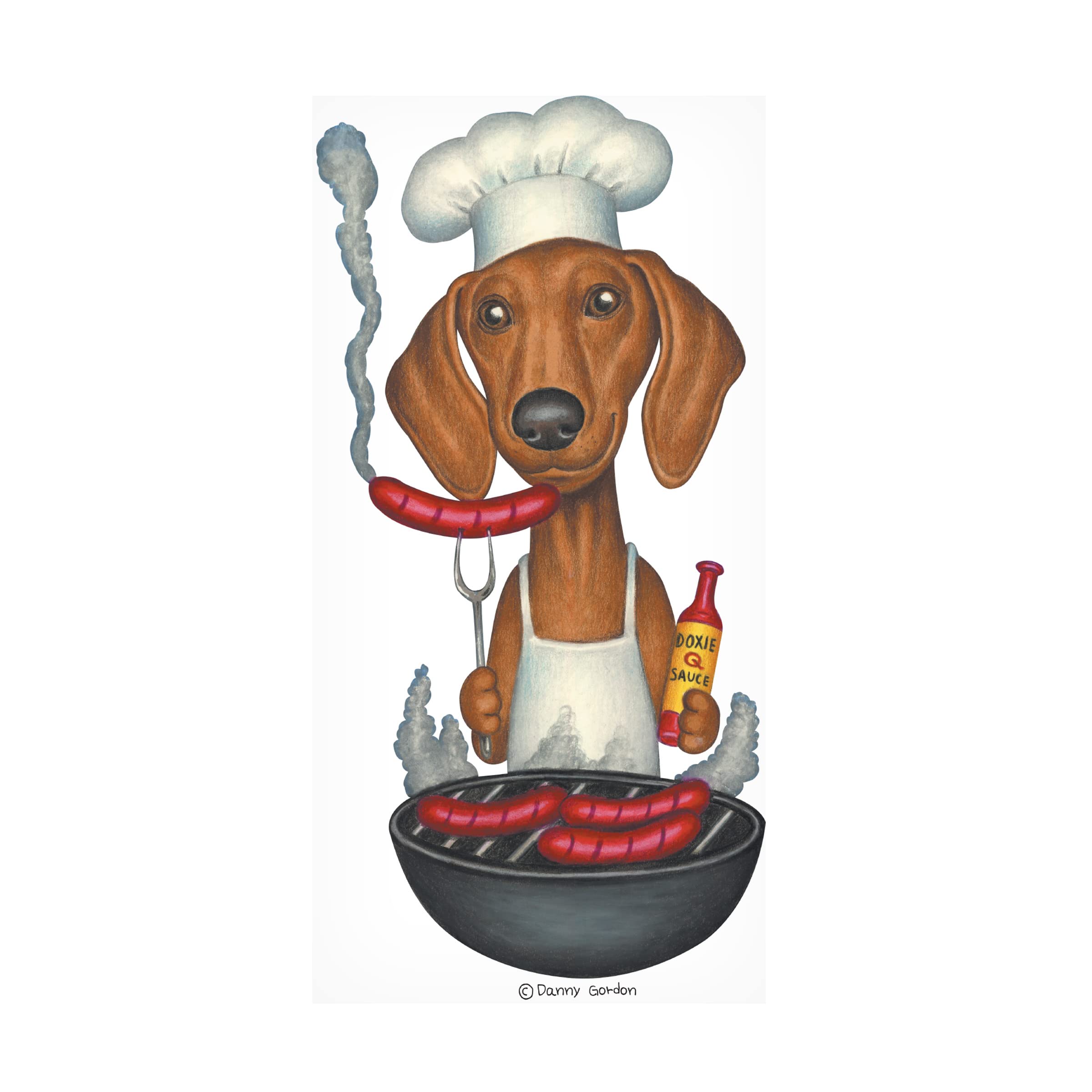 Danny Gordon Art - Brown Dachshund Cooking Wieners Canvas Wall Art Print | Modern Home Decor for Kitchen, Dining Room & Office | Trademark Fine Art Collection