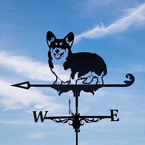 Stainless Steel Corgi Weathervane - Decorative Wind Indicator with Garden Animal Sculpture for Yard, Patio & Outdoor Decor - Perfect for Farmhouse, Cottage & Rustic Home Decor