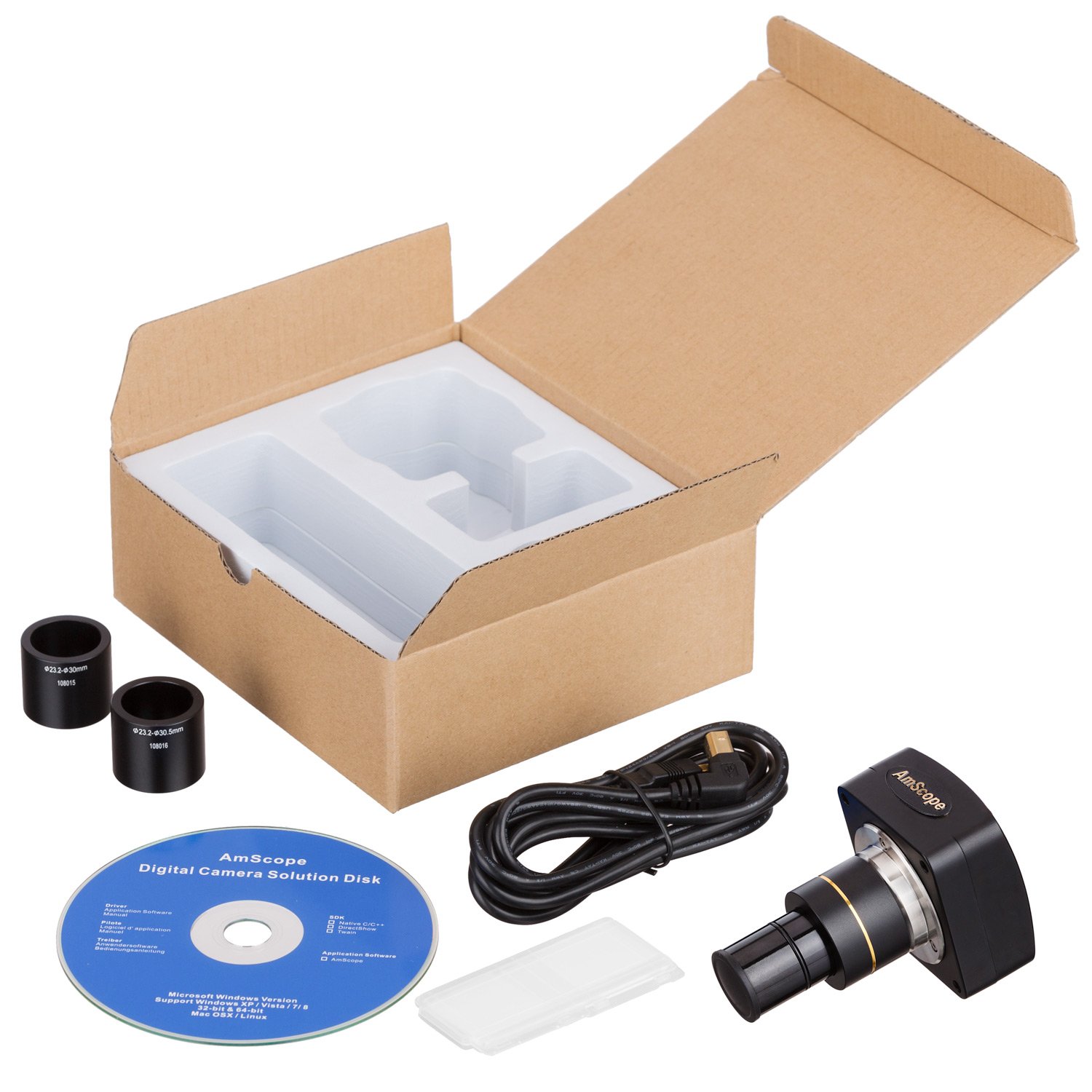 AmScope MU900-CK 9MP USB2.0 Digital Microscope Camera with Calibration Kit - Ideal for PCB Inspection, Coin Collecting & Science Education