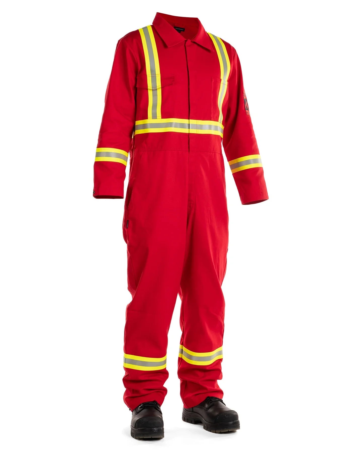 FORCEFIELD FR Treated 100% Cotton Coverall with Reflective Tape 024 FRC - Flame Resistant Workwear for Electricians, Welders & Industrial Safety Use