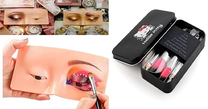 **Angelie Professional Eye Makeup Practice Dummy - Realistic Face Board for Beginners & Makeup Artists - Includes 7-Piece Brush Kit - Perfect for Training, Practice & Salon Use**