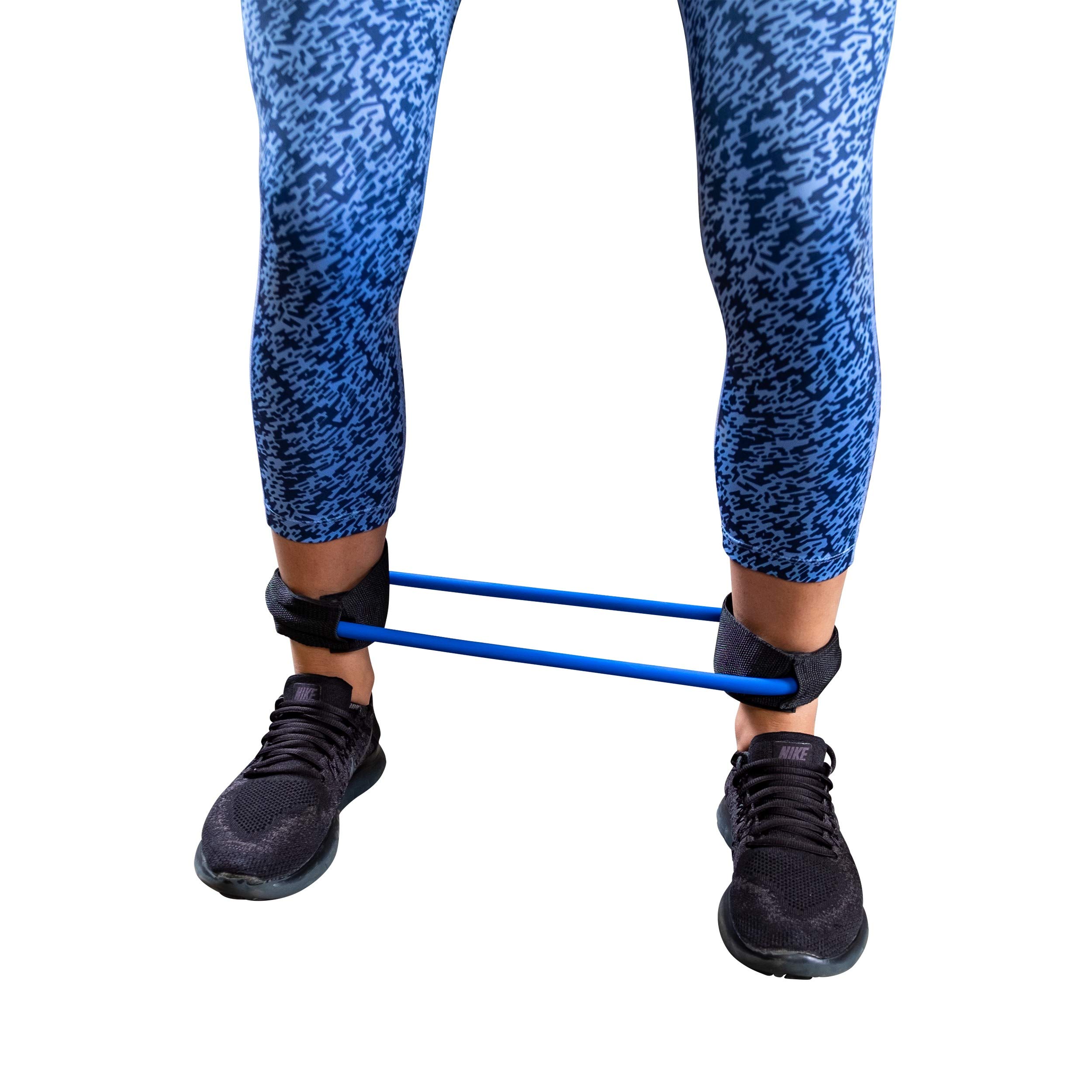 Body-Solid Ankle Cuffs with Elastic Resistance Bands - Light Tension Exercise Bands for Physical Therapy, Upper & Lower Body Workouts - Perfect for Gym, Home Training & Rehabilitation Exercises