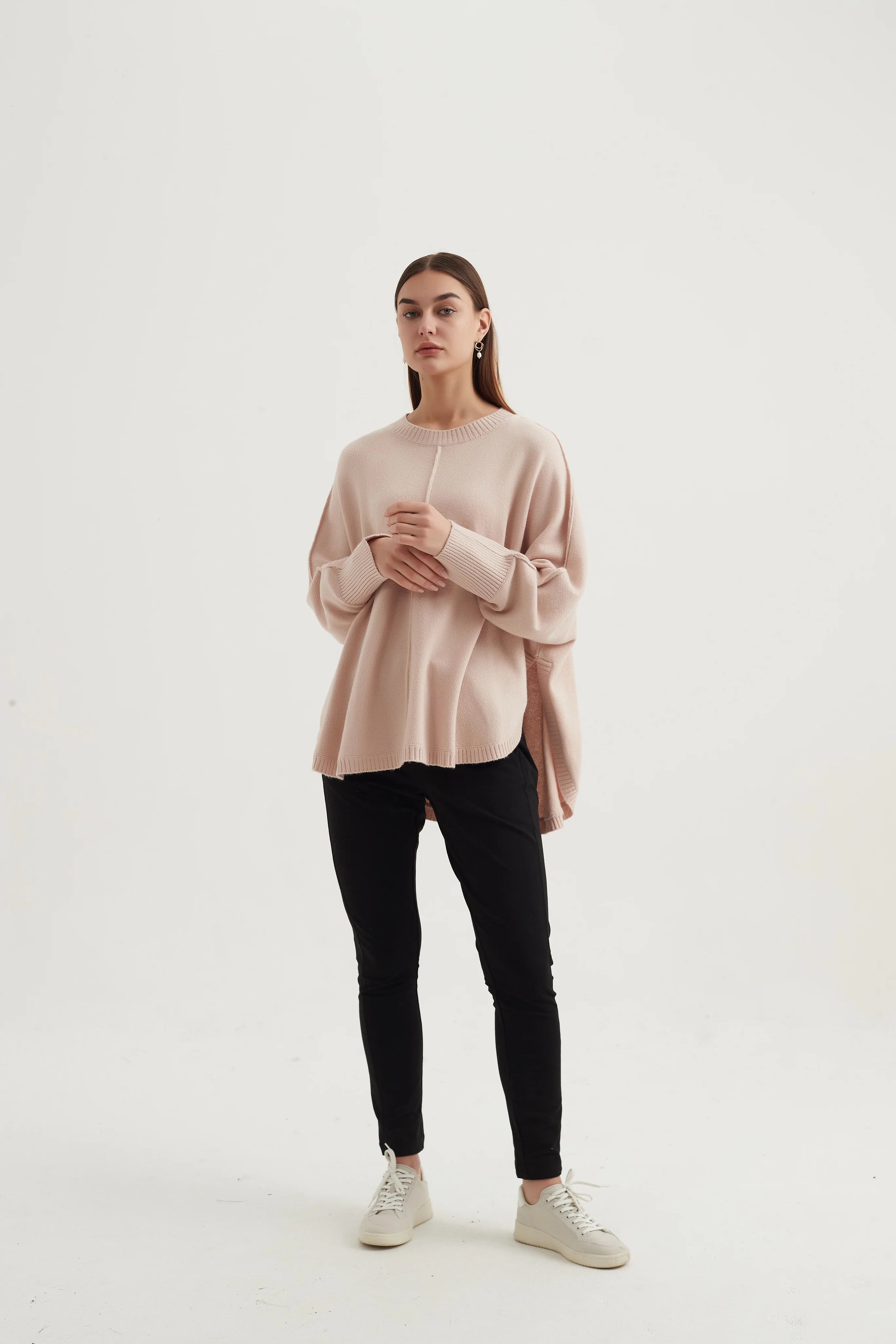 Exposed Seam Knit Sweater in Champagne Pink - Perfect for Casual Outfits and Layering