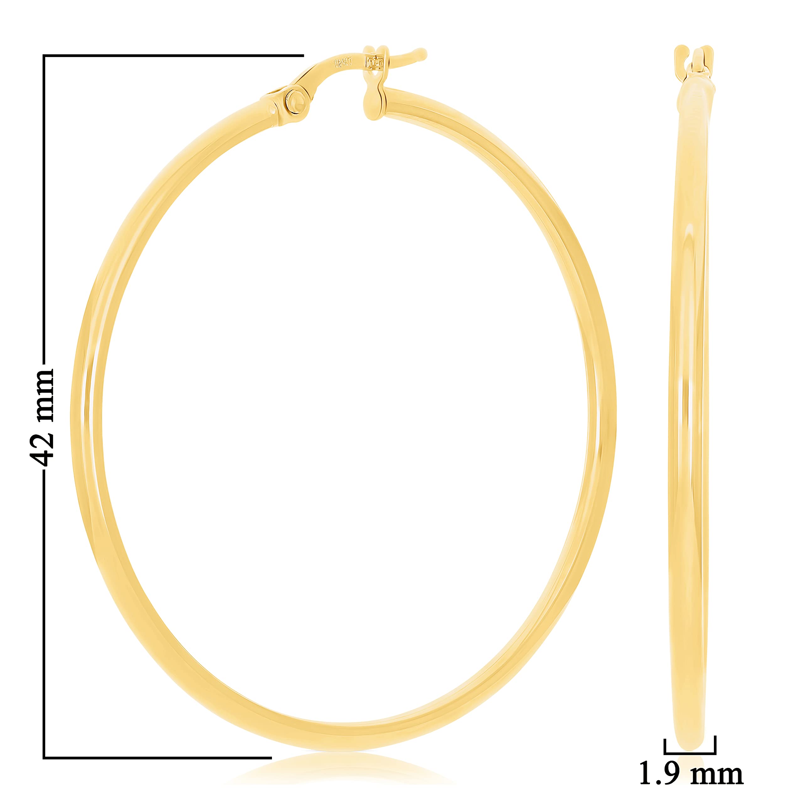 14K Yellow Gold Round Hoop Earrings for Women - Italian High Polished Luxury Jewelry - Perfect for Everyday Wear, Parties & Special Occasions