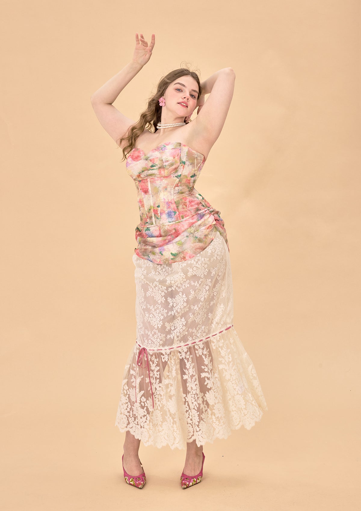 Elegant Floral Mirror Skirt - Curve & Plus Size Women's Fashion for Parties, Weddings & Special Occasions