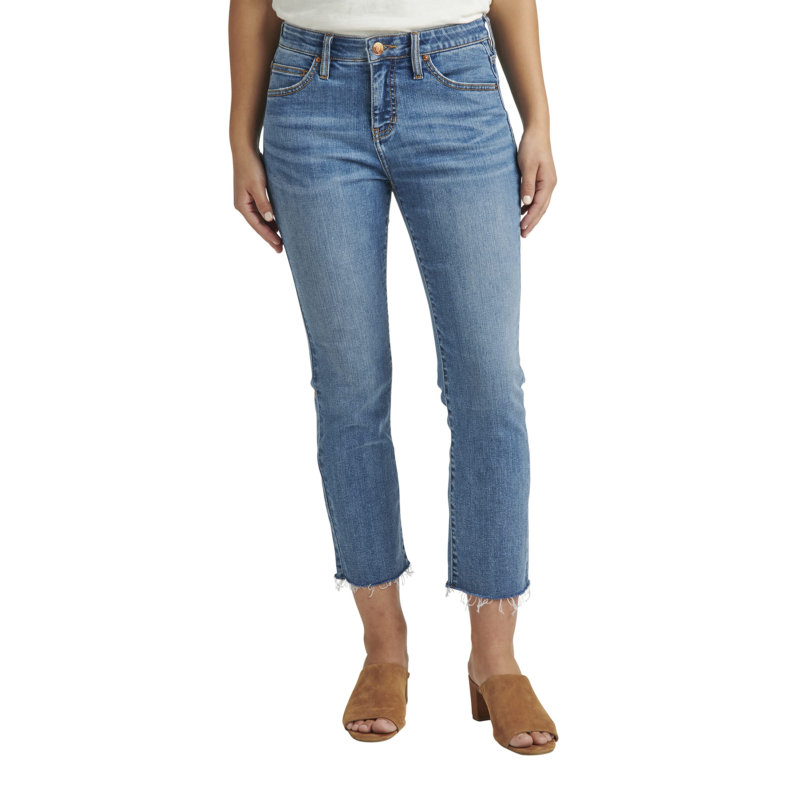 Jag Jeans Women's Petite Ruby Mid Rise Straight Crop Jeans - Comfortable & Stylish Petite Denim Pants for Casual Wear, Work & Everyday Outfits