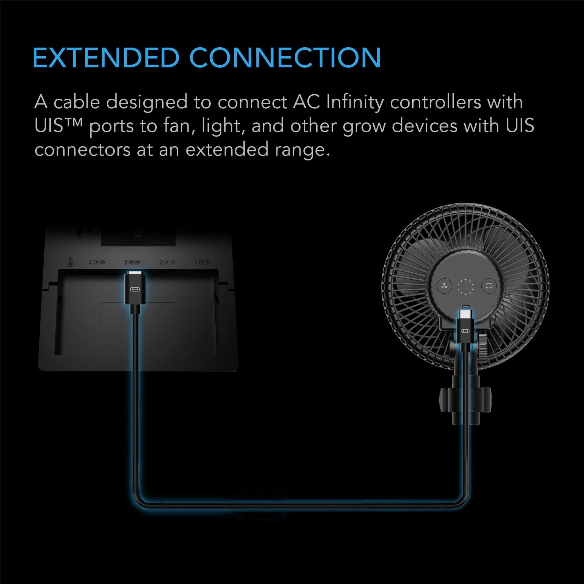 AC Infinity UIS to UIS Extension Cable - 10ft Male to Male Connector for Grow Tent Fans & Ventilation Systems - Perfect for Indoor Gardening, Hydroponics & Greenhouse Applications (AC EXR9)