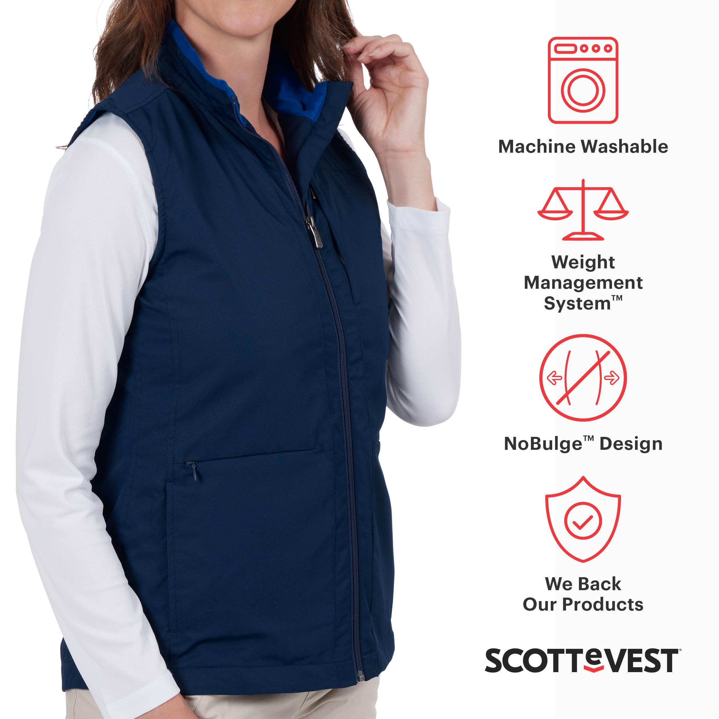 SCOTTeVEST Women's Travel Vest with 24 Hidden Pockets - Water Repellent RFID-Blocking Jacket for Airplane, Hiking & Outdoor Adventures