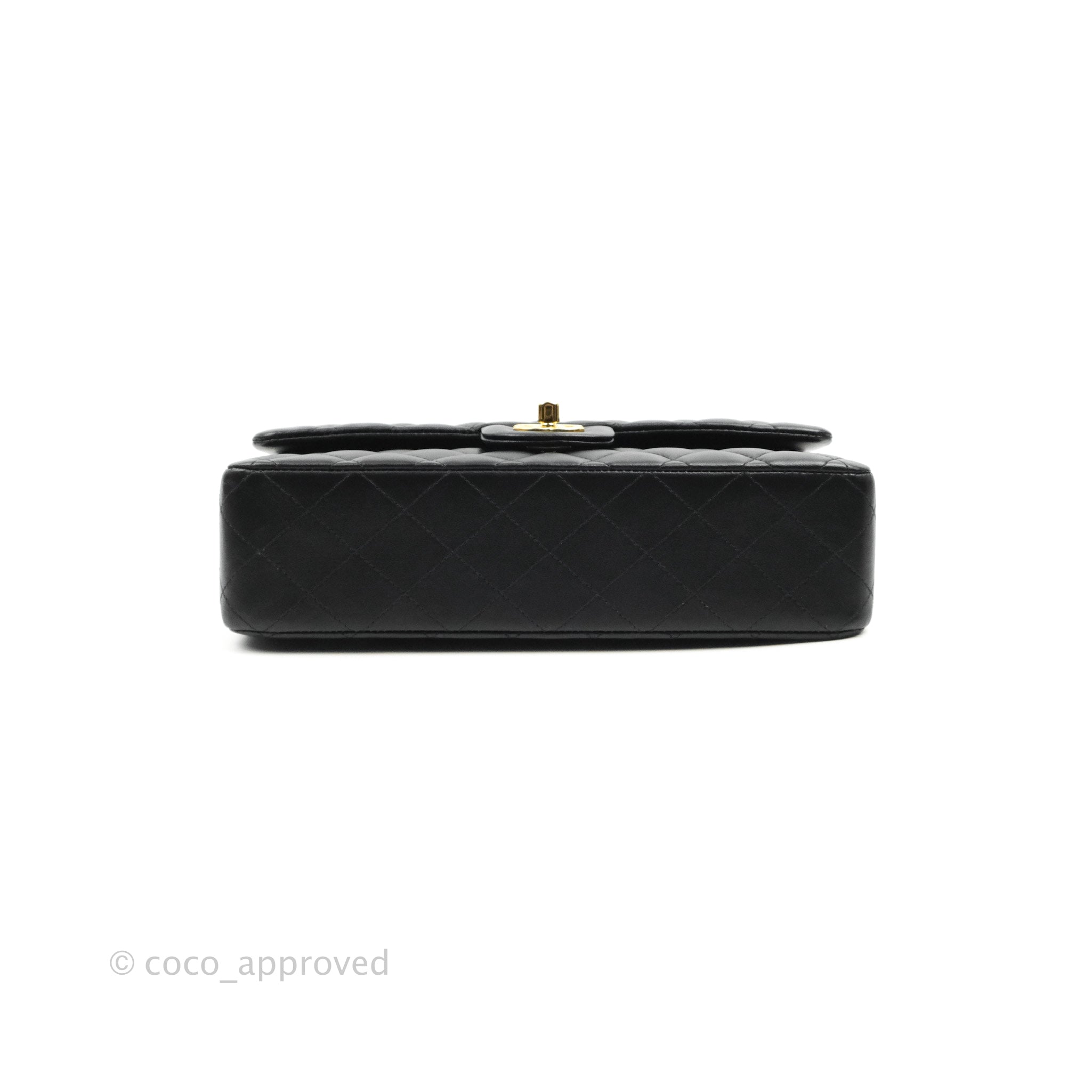 Chanel Classic M/L Medium Double Flap Bag - Black Lambskin Leather with Gold Hardware | Luxury Handbag for Women, Perfect for Evening Events & Special Occasions