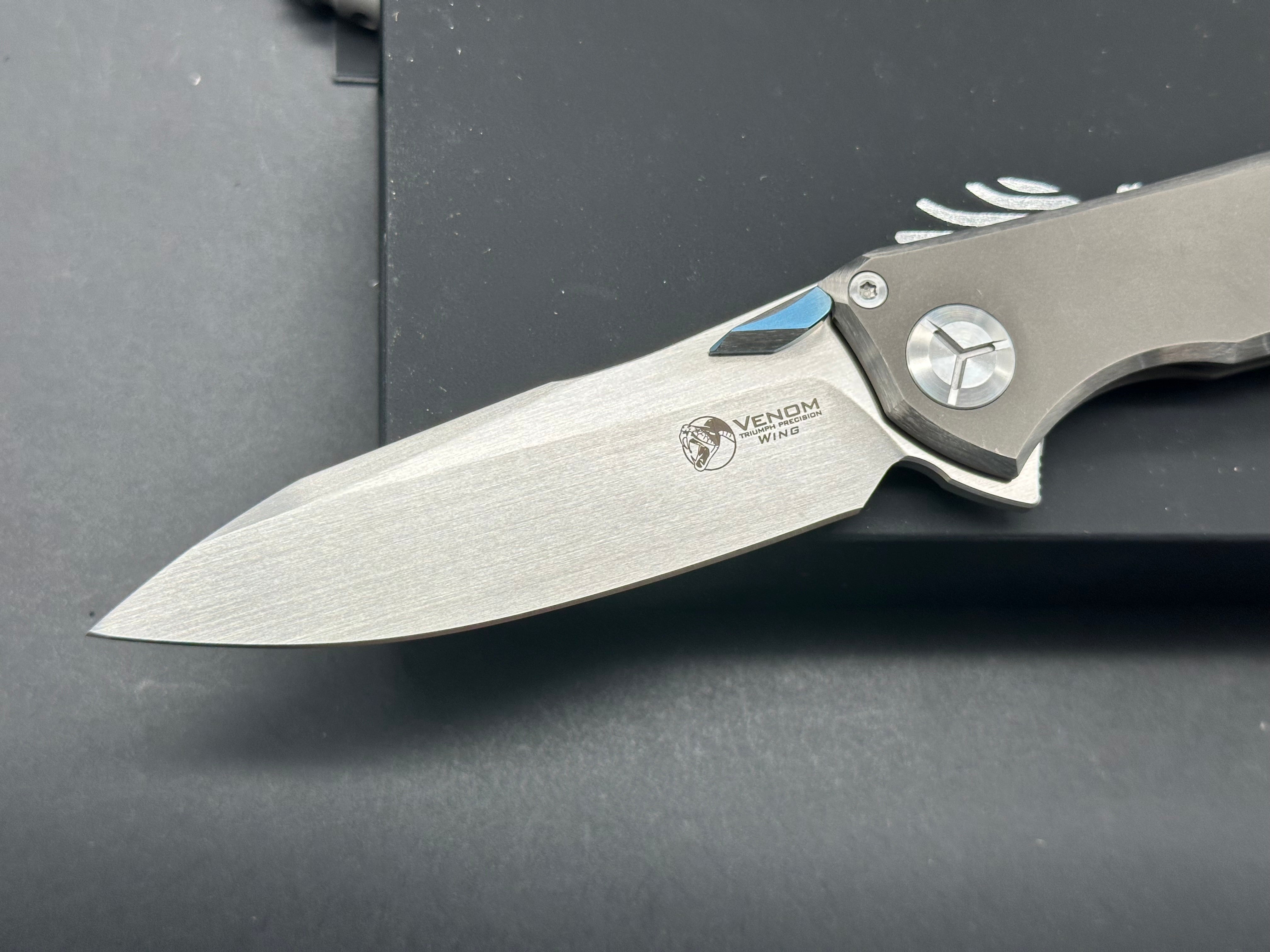 Kevin John Wing Integral Titanium Handle Folding Knife with M390 Blade - EDC, Outdoor, Camping & Survival Tool