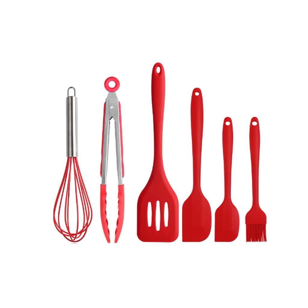 Premium 6-Piece Silicone Kitchenware Set - Heat-Resistant Baking Tools with Spatula, Oil Brush, Egg Beater & Cooking Spoon for Baking, Cooking & Cake Decorating | Non-Stick & Dishwasher Safe Kitchen Essentials