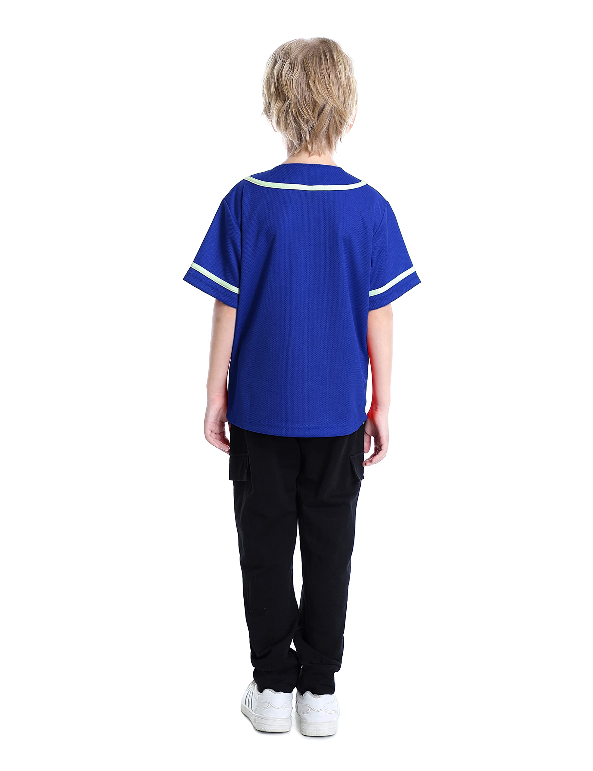 TopTie Boys Baseball Jersey - Kids Button Down Jersey T-Shirt for Baseball & Softball | Comfortable Youth Athletic Wear for Games, Practice & Team Uniforms