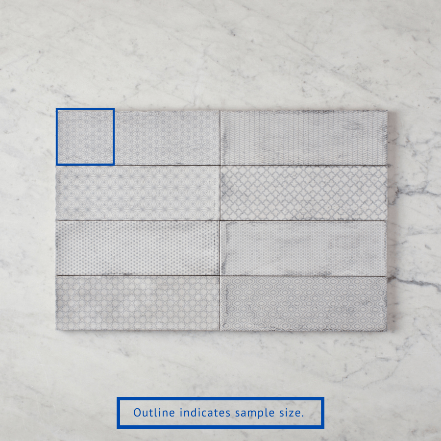 Lennox Head Gloss Grey Pattern Tile - Premium Ceramic Wall & Floor Tiles for Bathroom, Kitchen & Backsplash - Waterproof & Easy to Clean