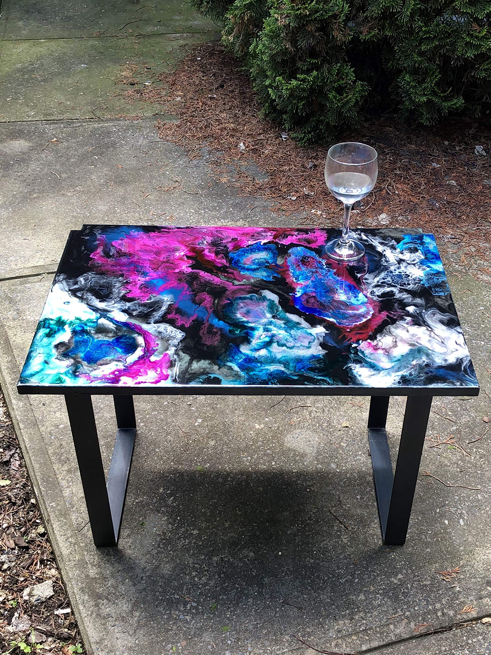 Handmade Recycled Coffee Table - Functional Abstract Art Painting Furniture for Living Room, Patio & Outdoor Decor | Unique Statement Piece for Home & Garden
