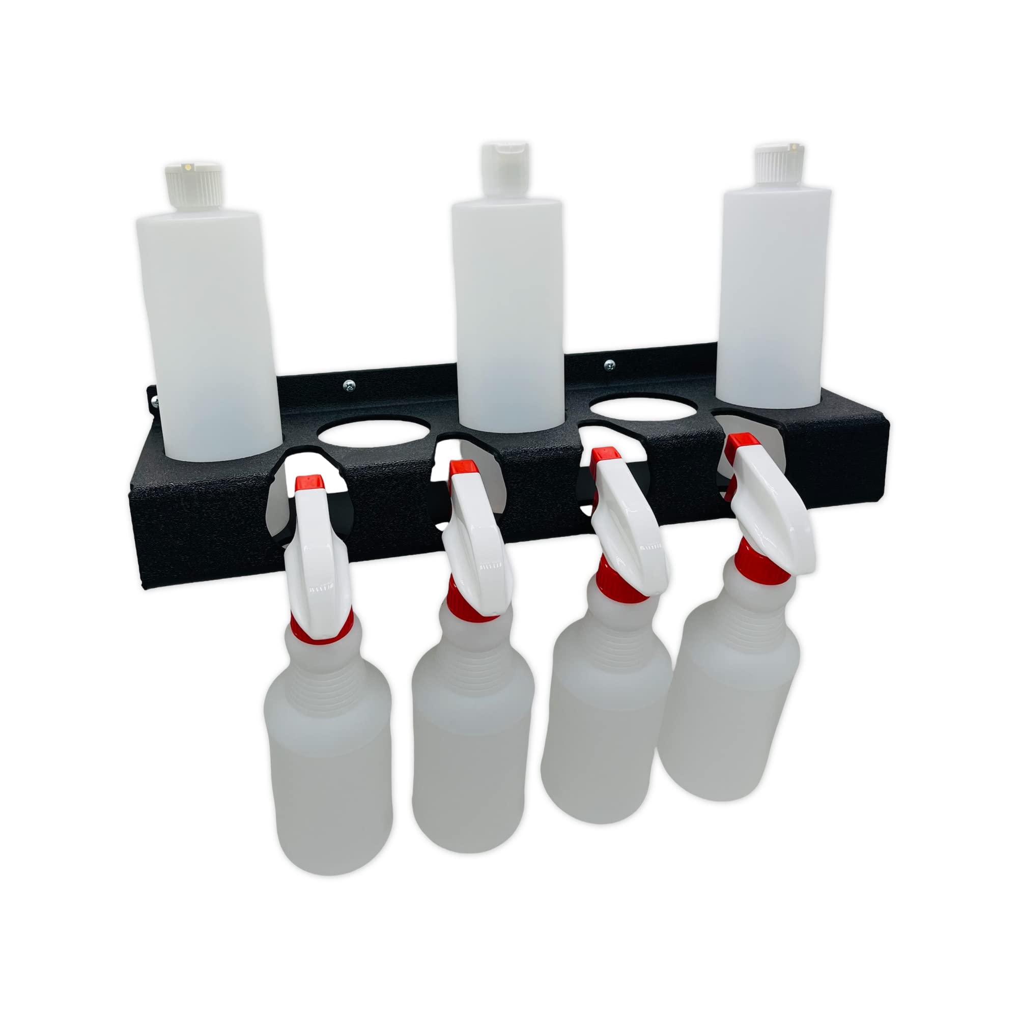 BEHR-ENGR Heavy Duty Plastic Spray Bottle Storage Rack - Wall Mount Organizer for 2.5