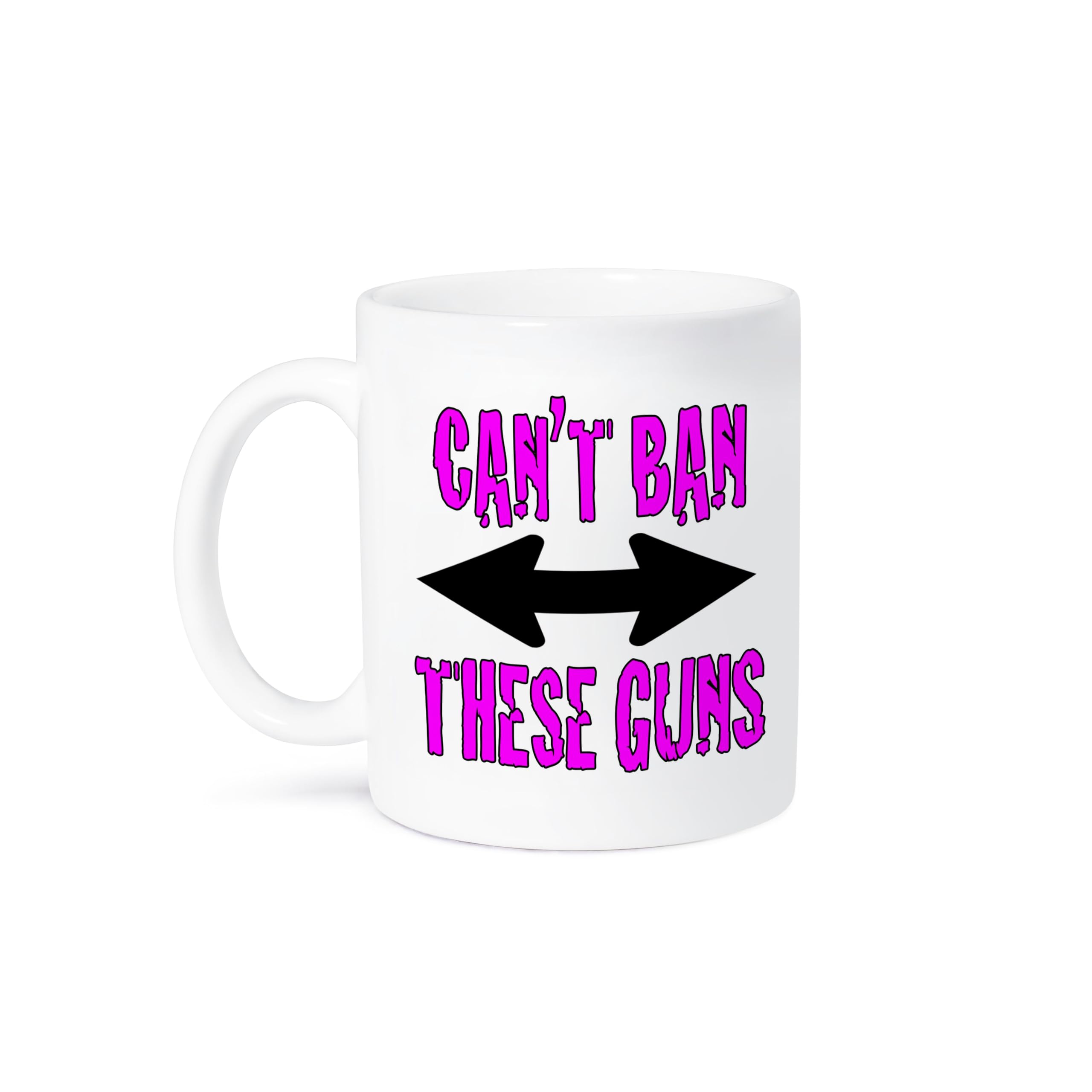 3dRose 'Can't Ban These Guns' Pink Ceramic Coffee Mug - 15 oz | Funny 2nd Amendment Gift for Gun Lovers | Perfect for Office, Home & Camping Use