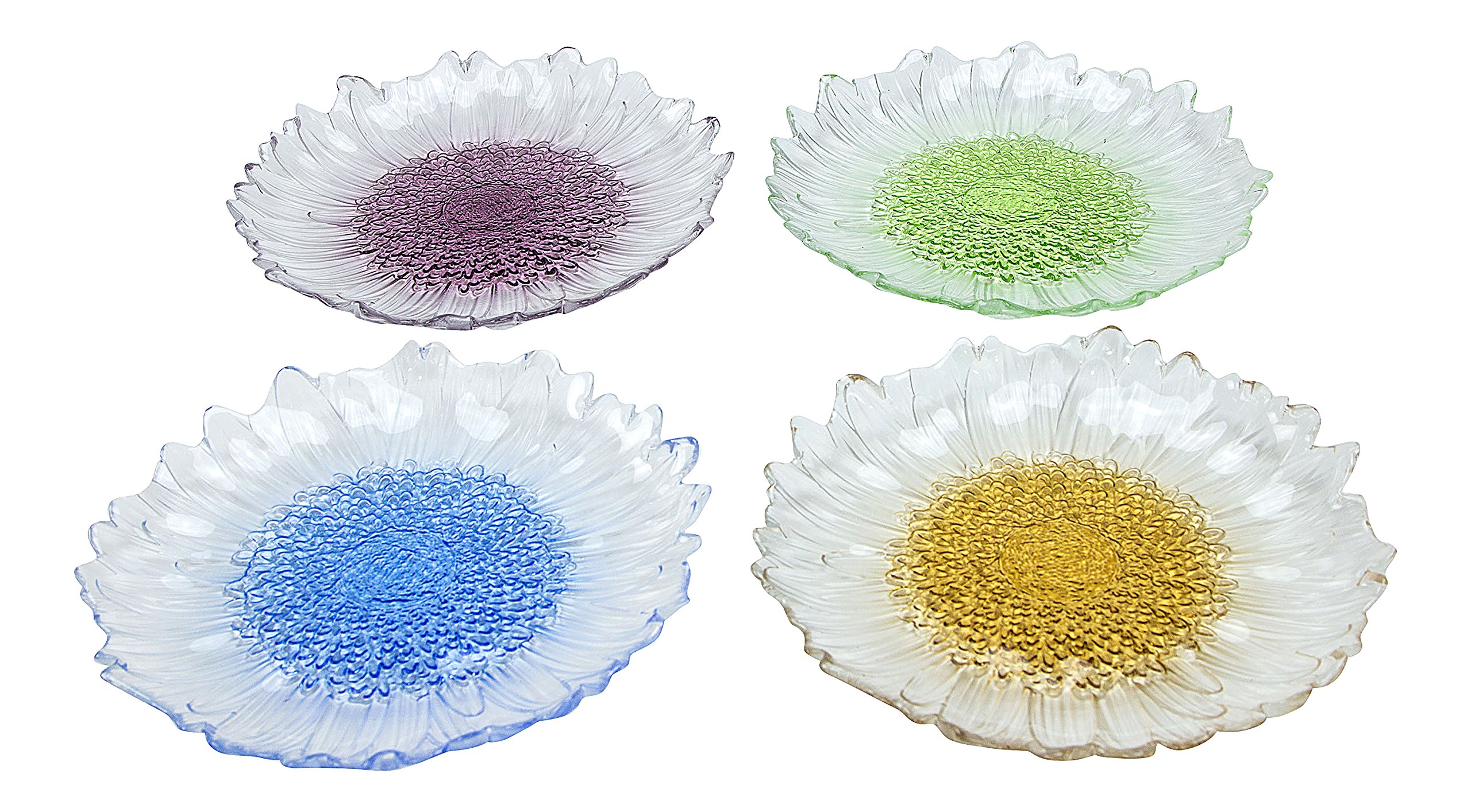 Classic Touch CPM662 8.25-Inch Flower Shaped Dessert Plates - Set of 4 Assorted Colors for Tea Parties, Weddings & Home Decor