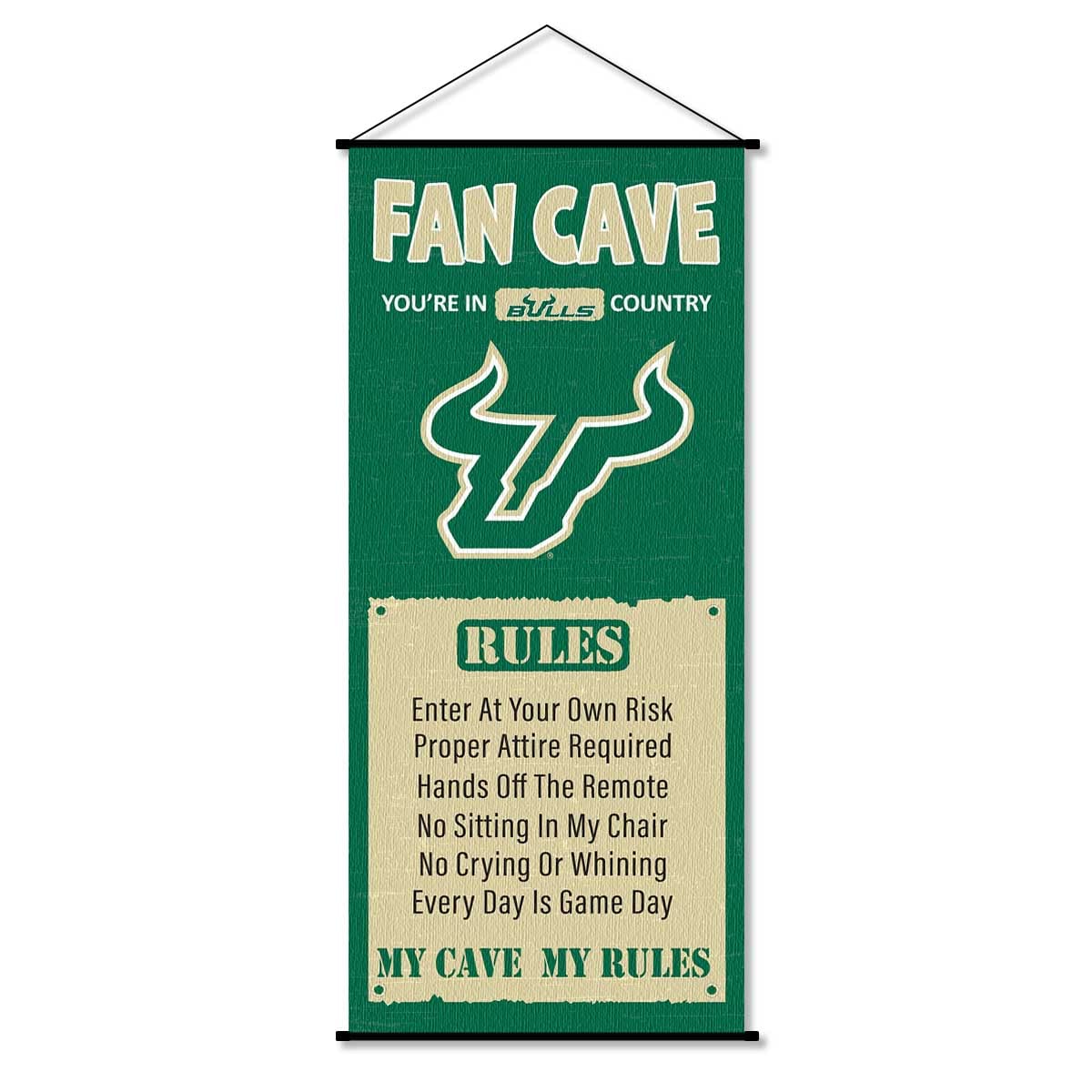 South Florida Bulls Man Cave Decor - College Football Fan Banner Scroll for Game Room, Sports Bar & Tailgating Party Decorations