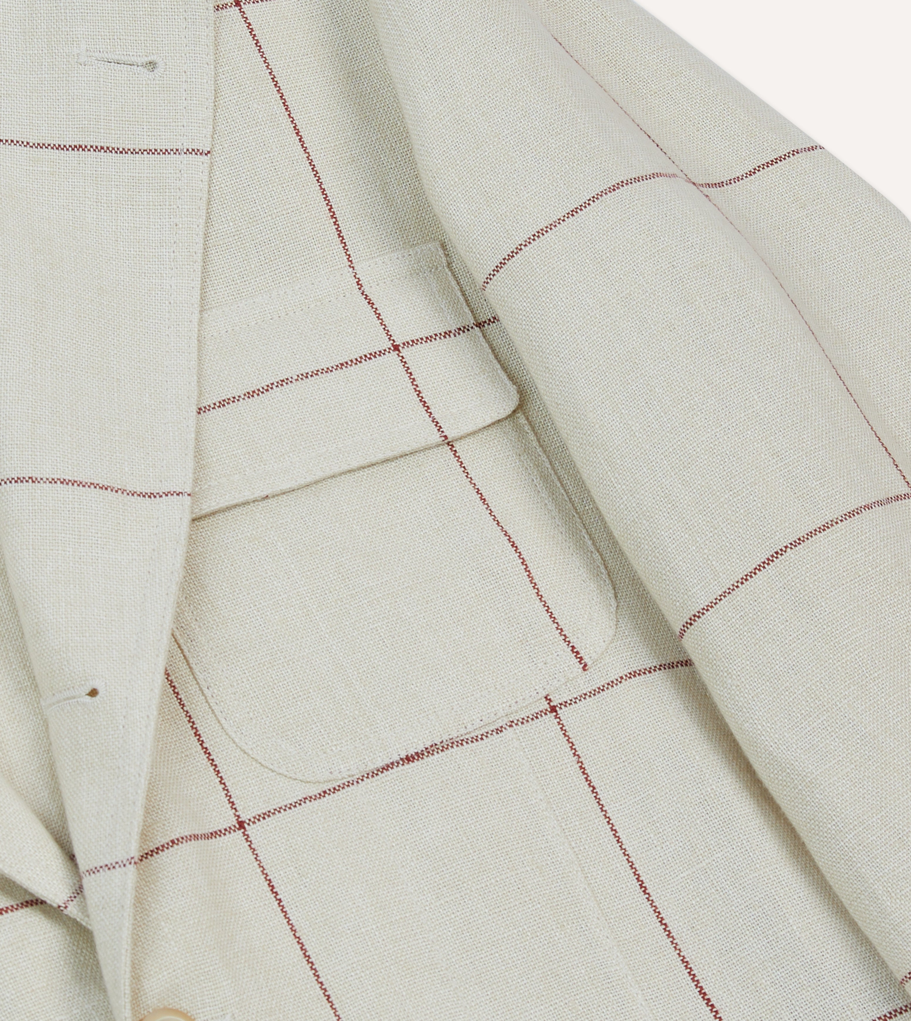 Stylish Ecru & Red Windowpane Check Blazer Jacket for Men | Classic MK. IV Design | Perfect for Business Casual, Office Wear & Smart Outfits