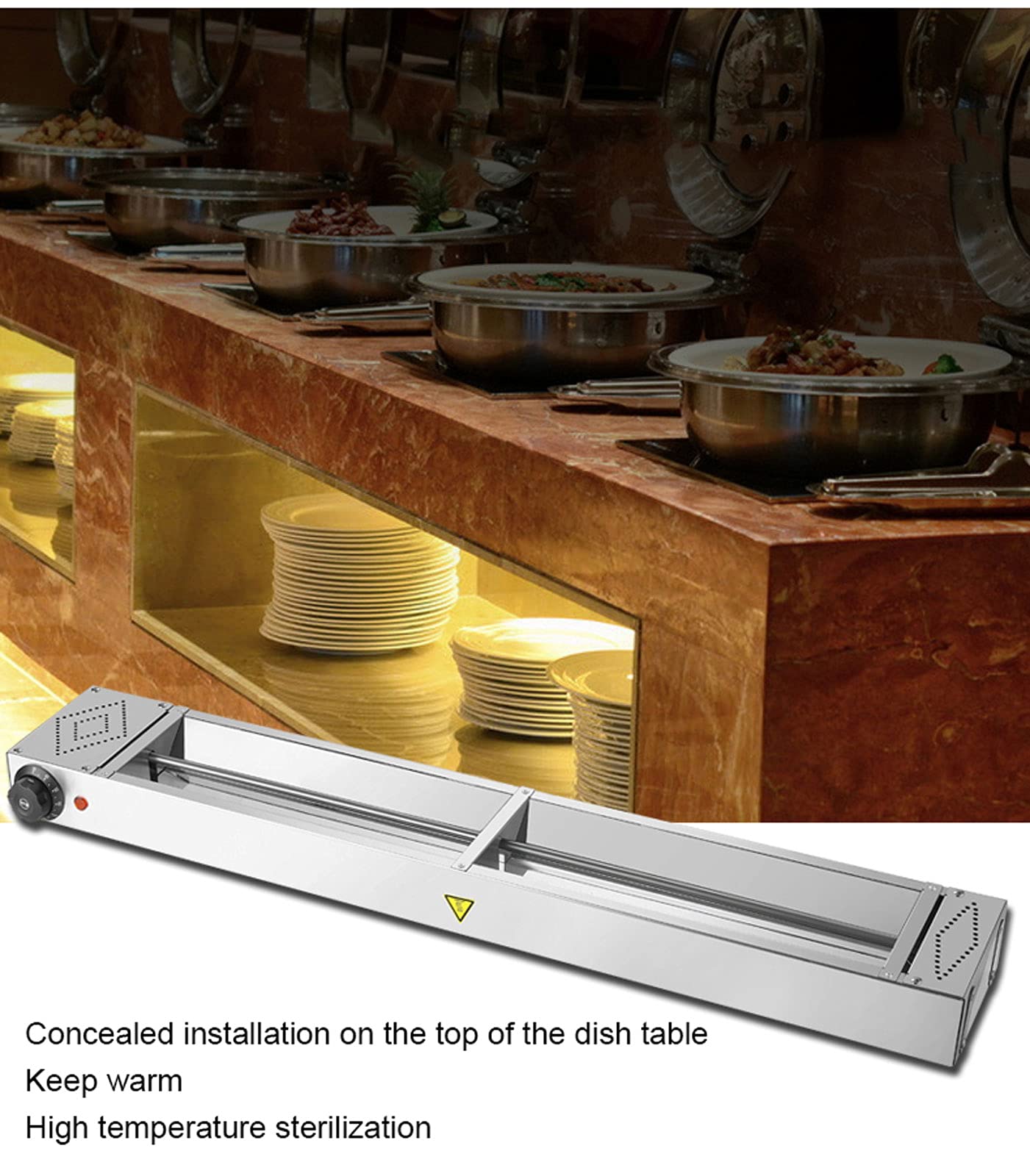 Commercial Food Heating Lamp - Stainless Steel Adjustable Buffet Warmer (30-85℃) for Restaurants & Kitchens | Energy Saving Constant Temperature Food Warmer | Perfect for Buffet Tables, Catering Events & Food Display Stations