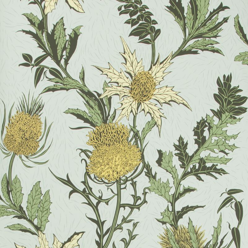 Cole & Son Thistle Lemon Olive D Egg Print Wallpaper - Vintage Floral Botanical Peel & Stick Wallpaper for Living Room, Bedroom, Dining Room Decor