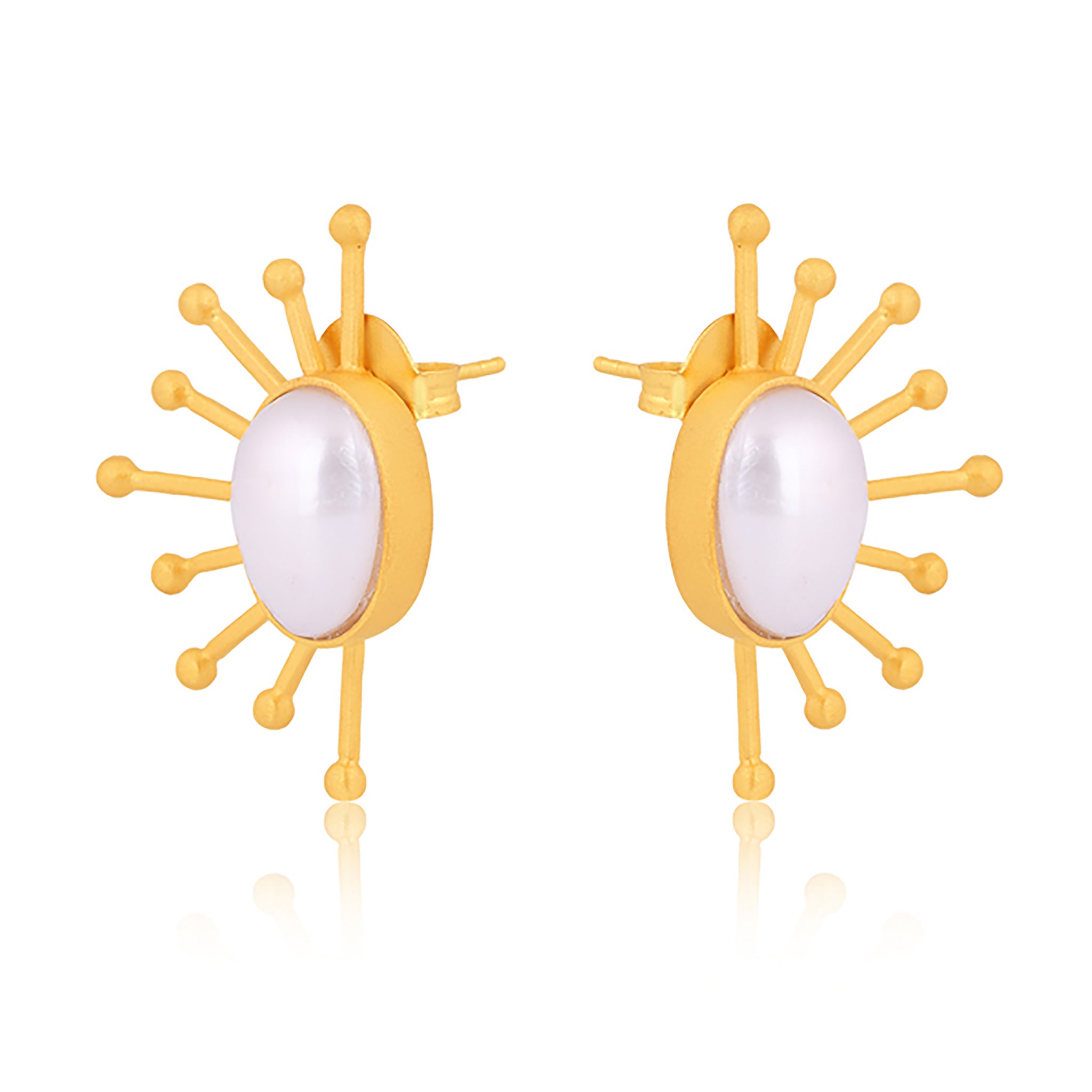 Ray of Sunshine Pearl Stud Earrings - Elegant & Dainty Jewelry for Women - Perfect for Everyday Wear, Office, Parties & Special Occasions