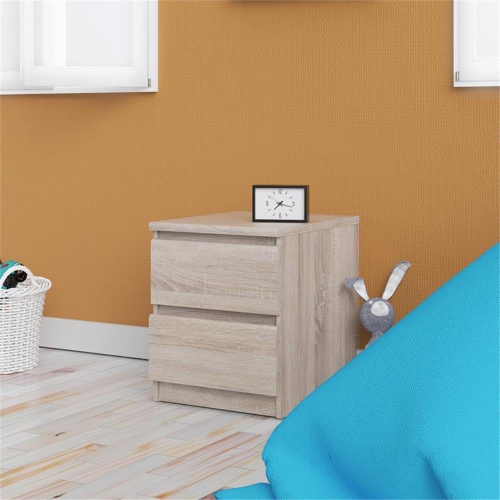 Modern 2-Piece Bedroom Set with Spacious Handle-Free Drawers - Truffle Wood Nightstand Set for Contemporary Home Decor | Perfect for Small Spaces, Guest Rooms & Minimalist Bedrooms