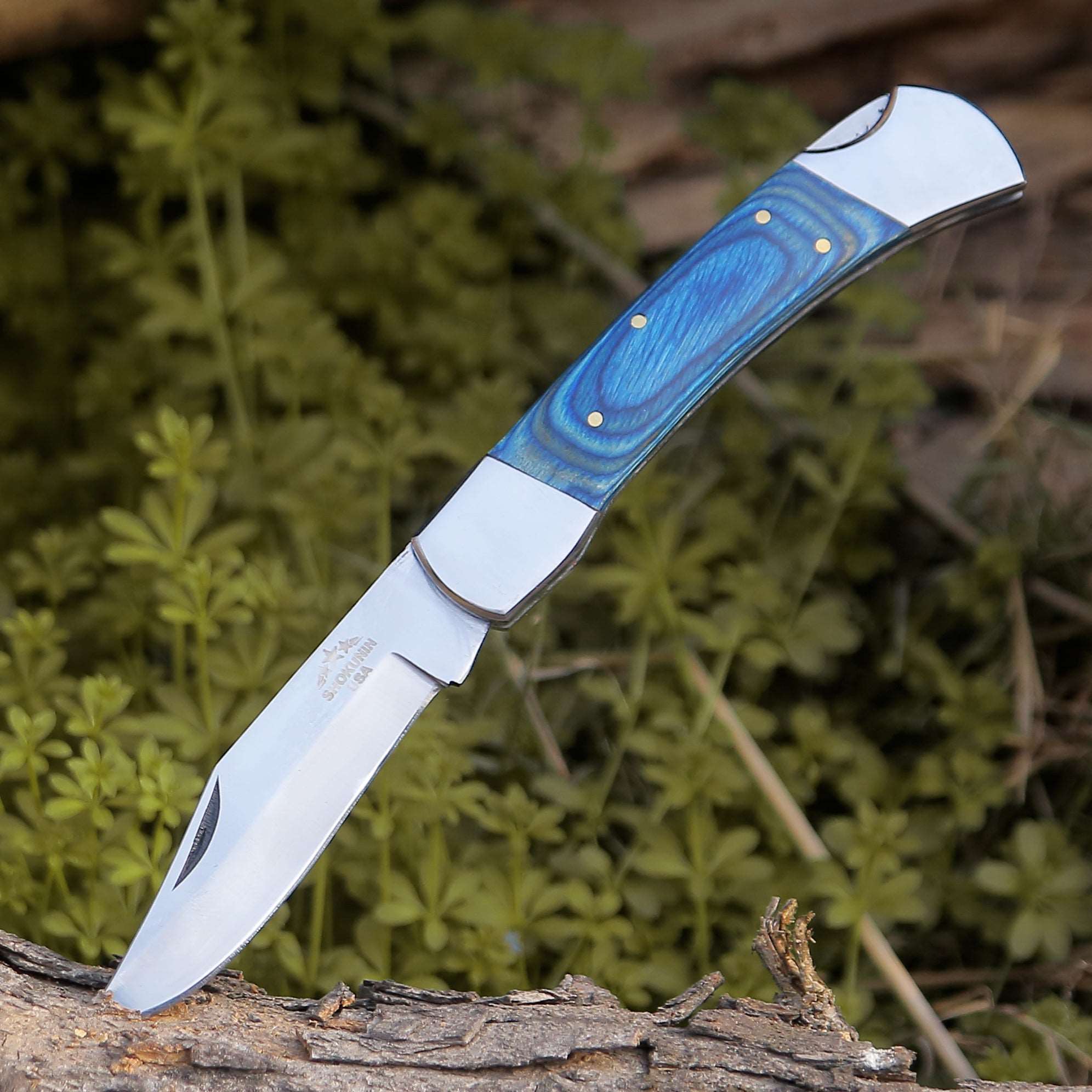 Custom Handmade Pocket Knife with Diamond Wood Handle & Leather Sheath - Personalized Engraving for Outdoor, Camping, Hiking & EDC Gifts